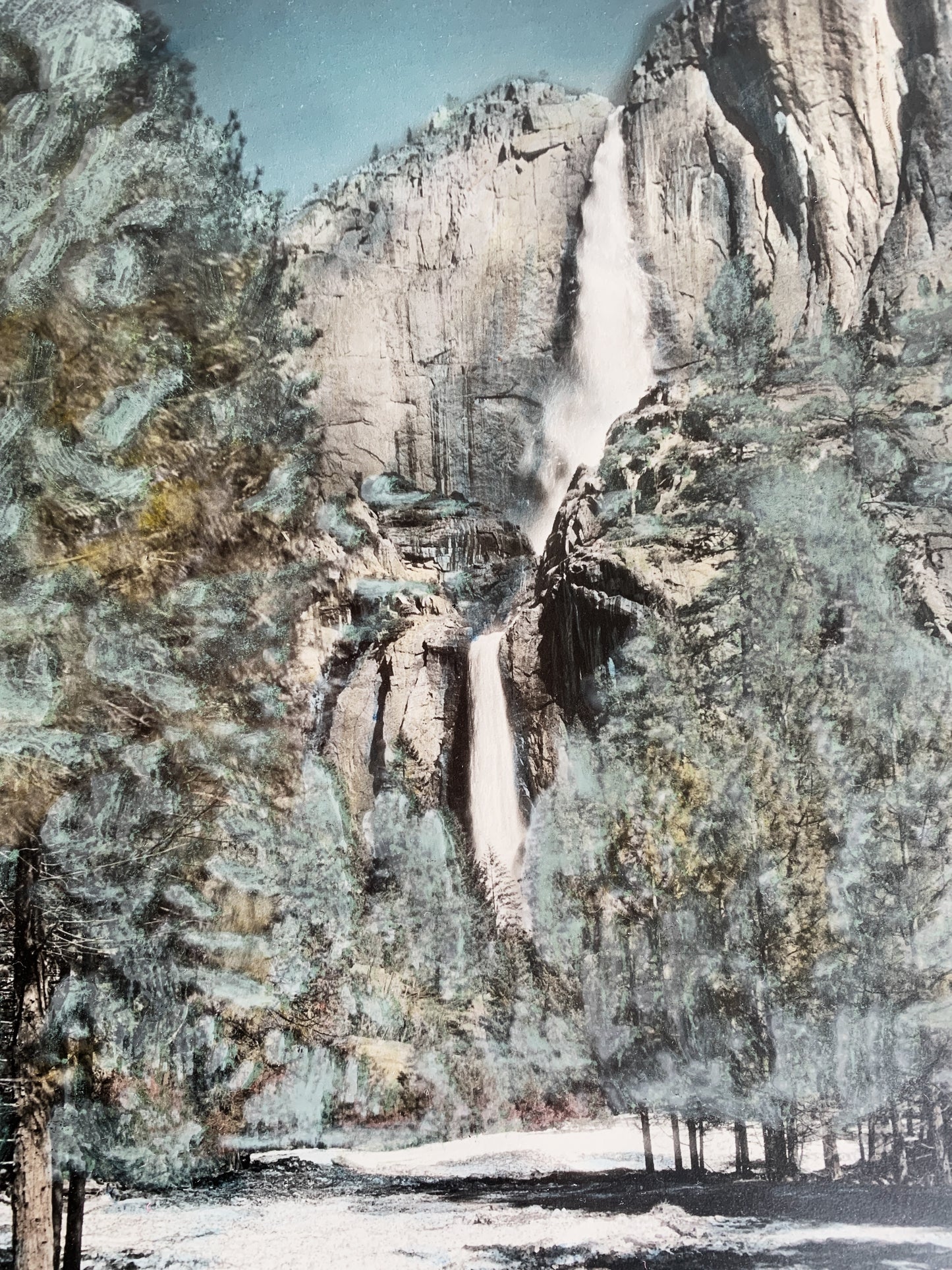 Framed Yosemite Falls Hand Tinted Photo