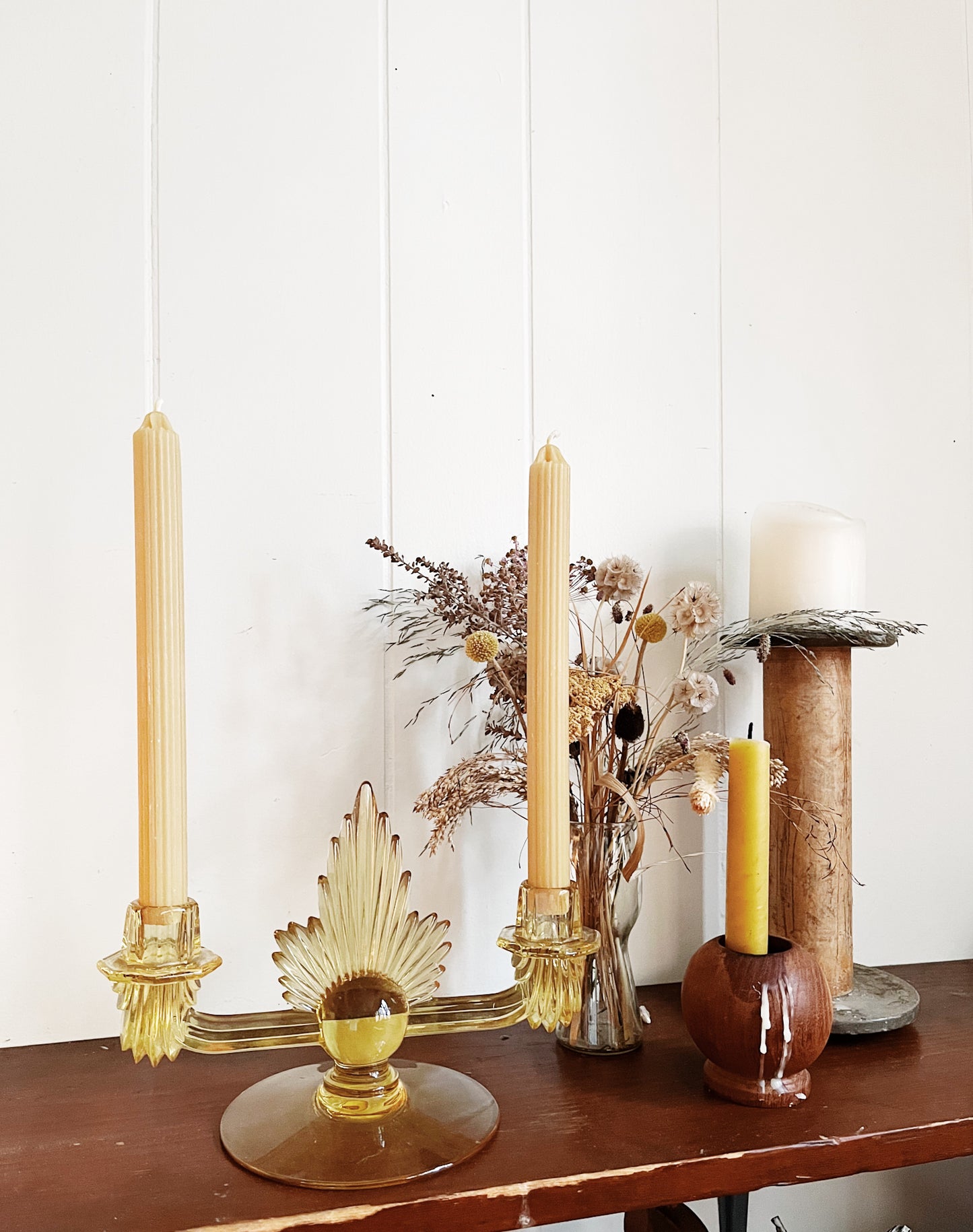 Vintage Glass Flame Candlestick