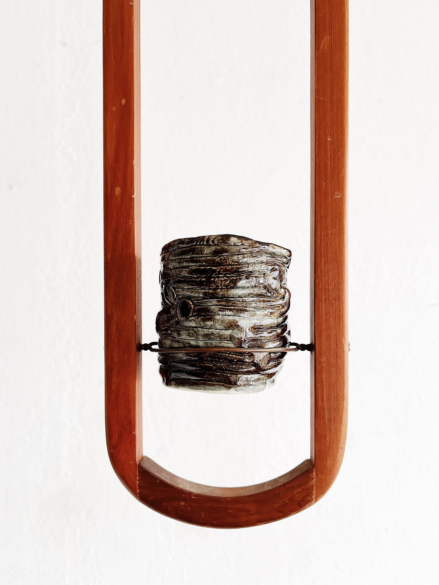 Vintage Teak Hanging Planter