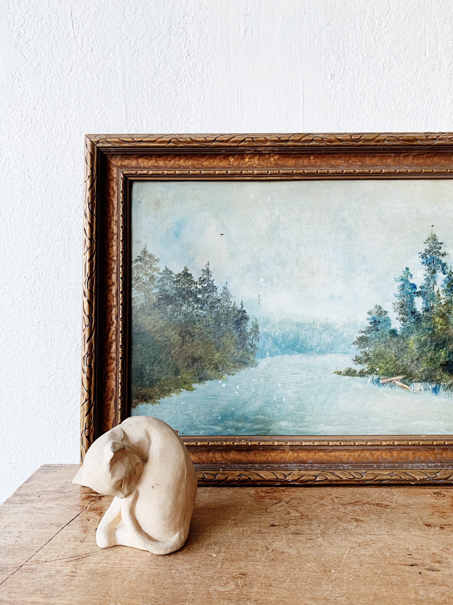 Vintage Bisque Ware Cat Sculpture