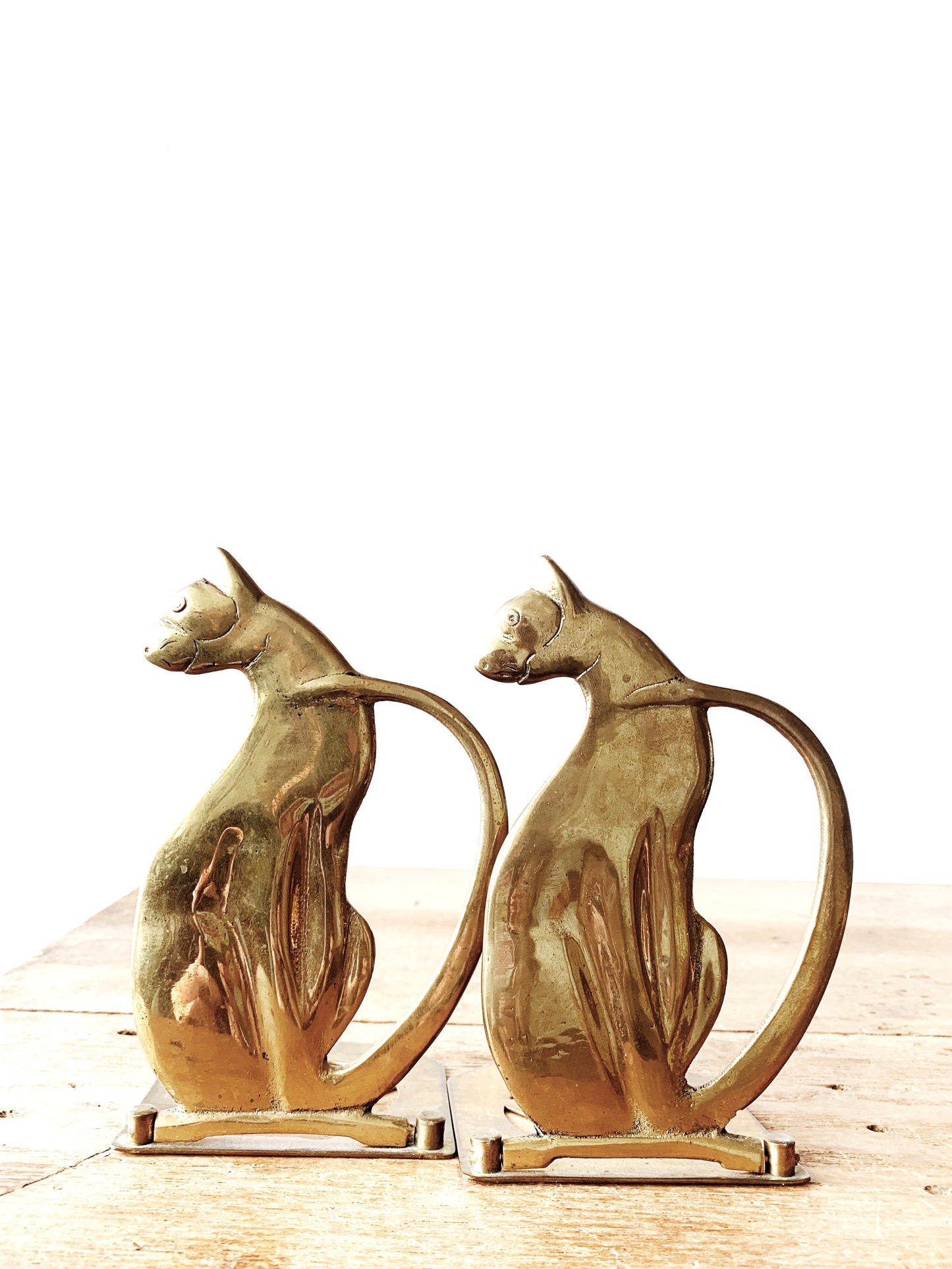 Mid Century Folding Brass Bookends