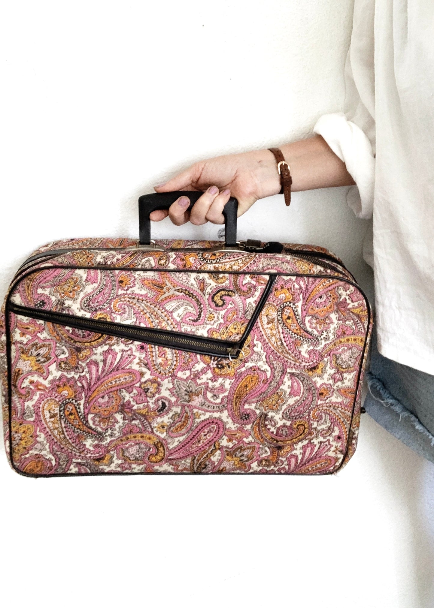 Vintage Paisley Suitcase with Keys