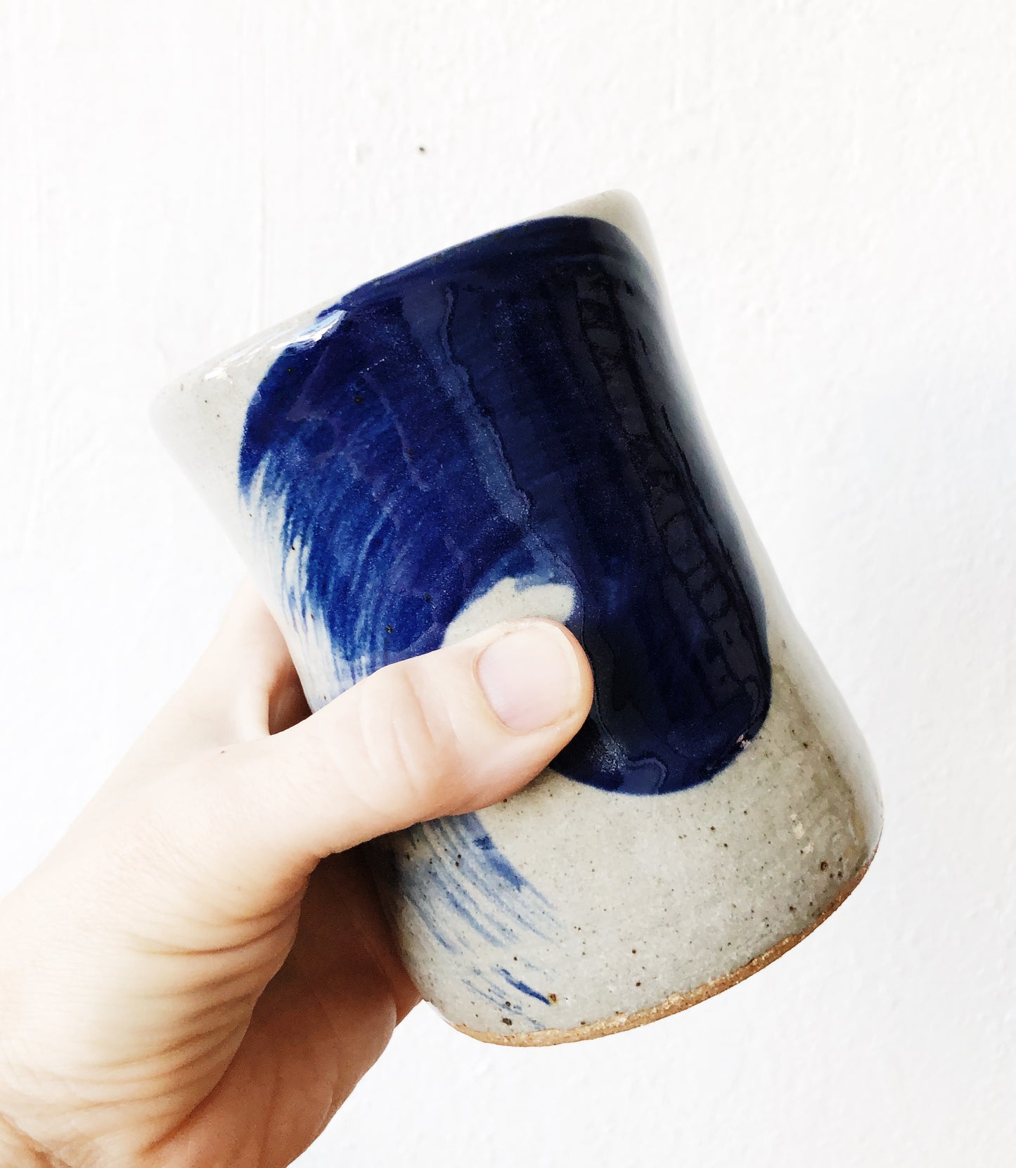 Pair Oversized Stoneware Tumblers