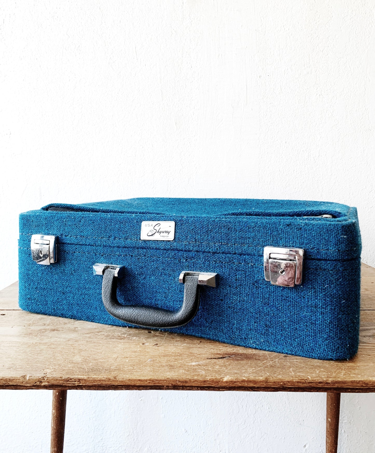 Mid Century Royal Blue Skyway Suitcase with Keys