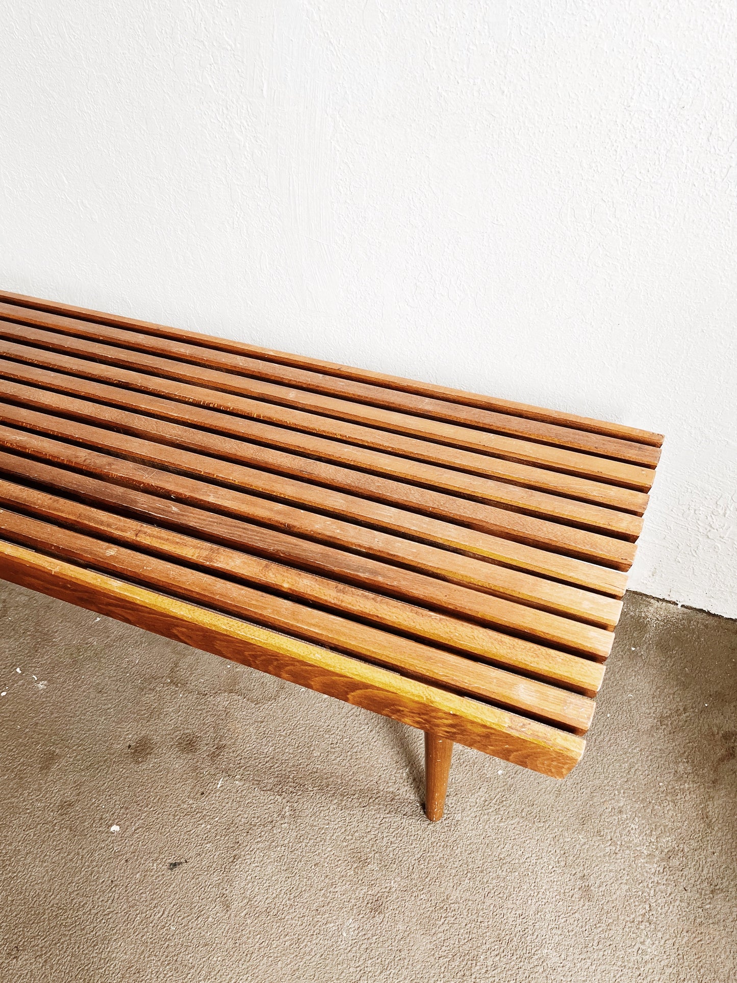 Mid Century Slatted Bench