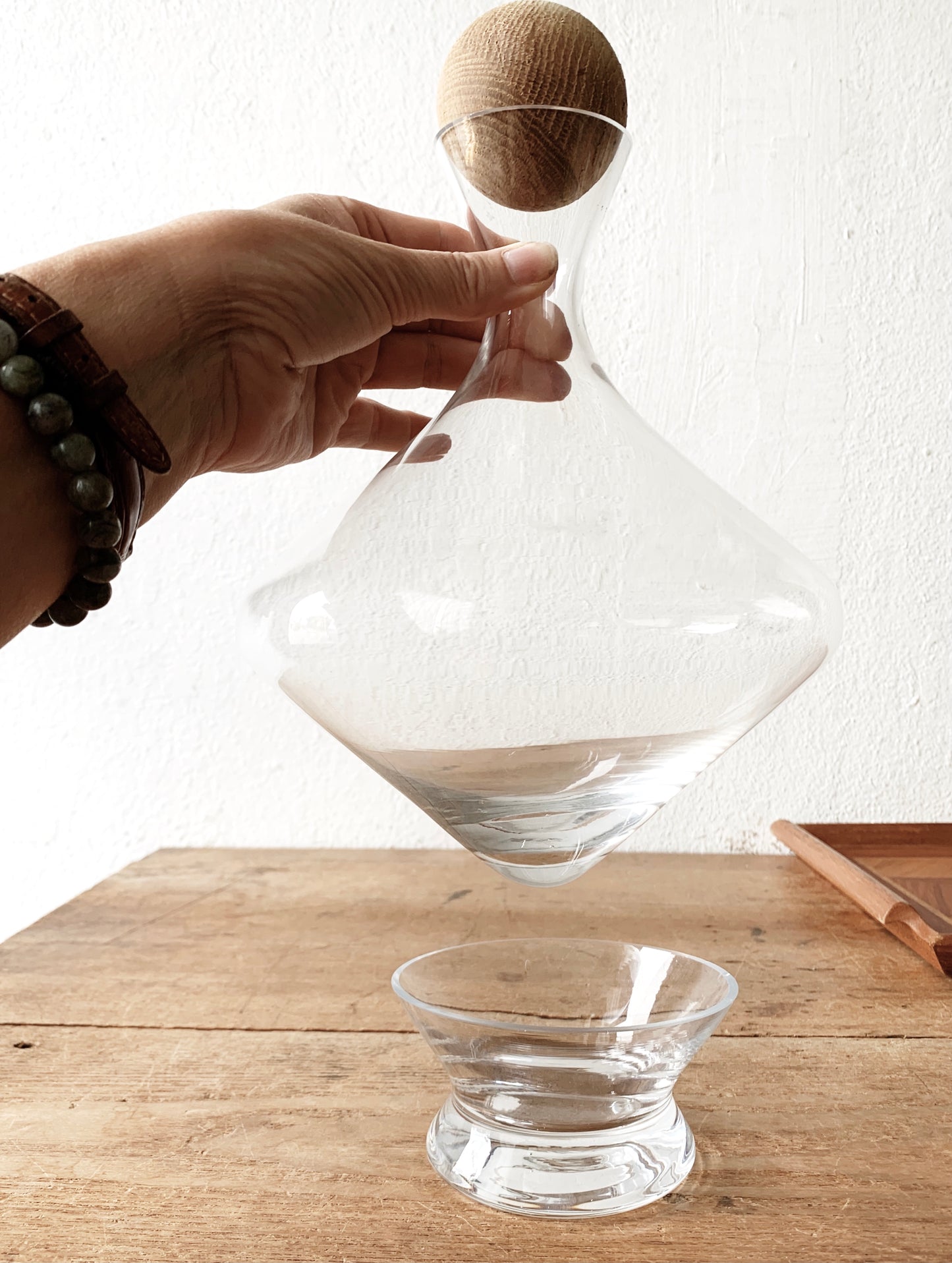 Mid Century Blown Glass Decanter With Base