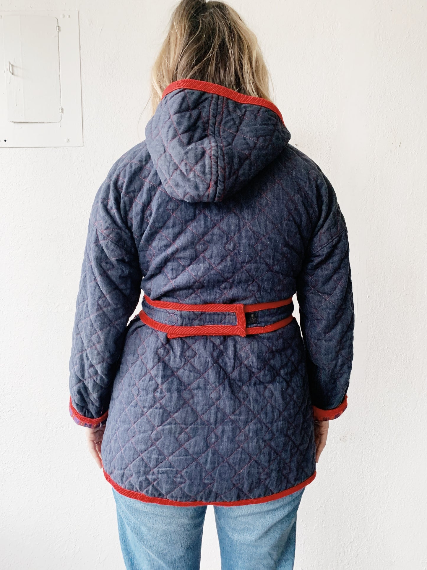 Handmade Quilted Denim Wrap Jacket