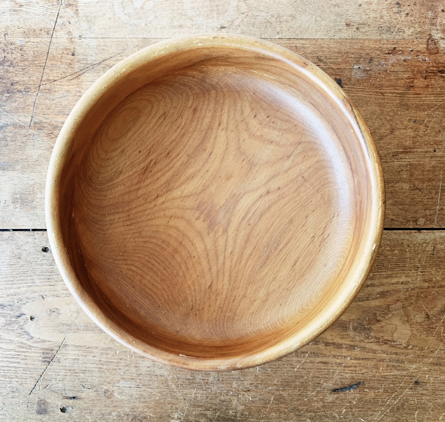 Vintage Wood Bowl with Copper Feet and Inlay