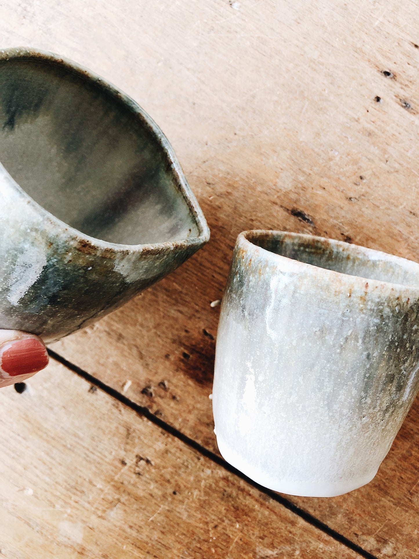 Vintage Handmade Ceramic Sugar and Creamer
