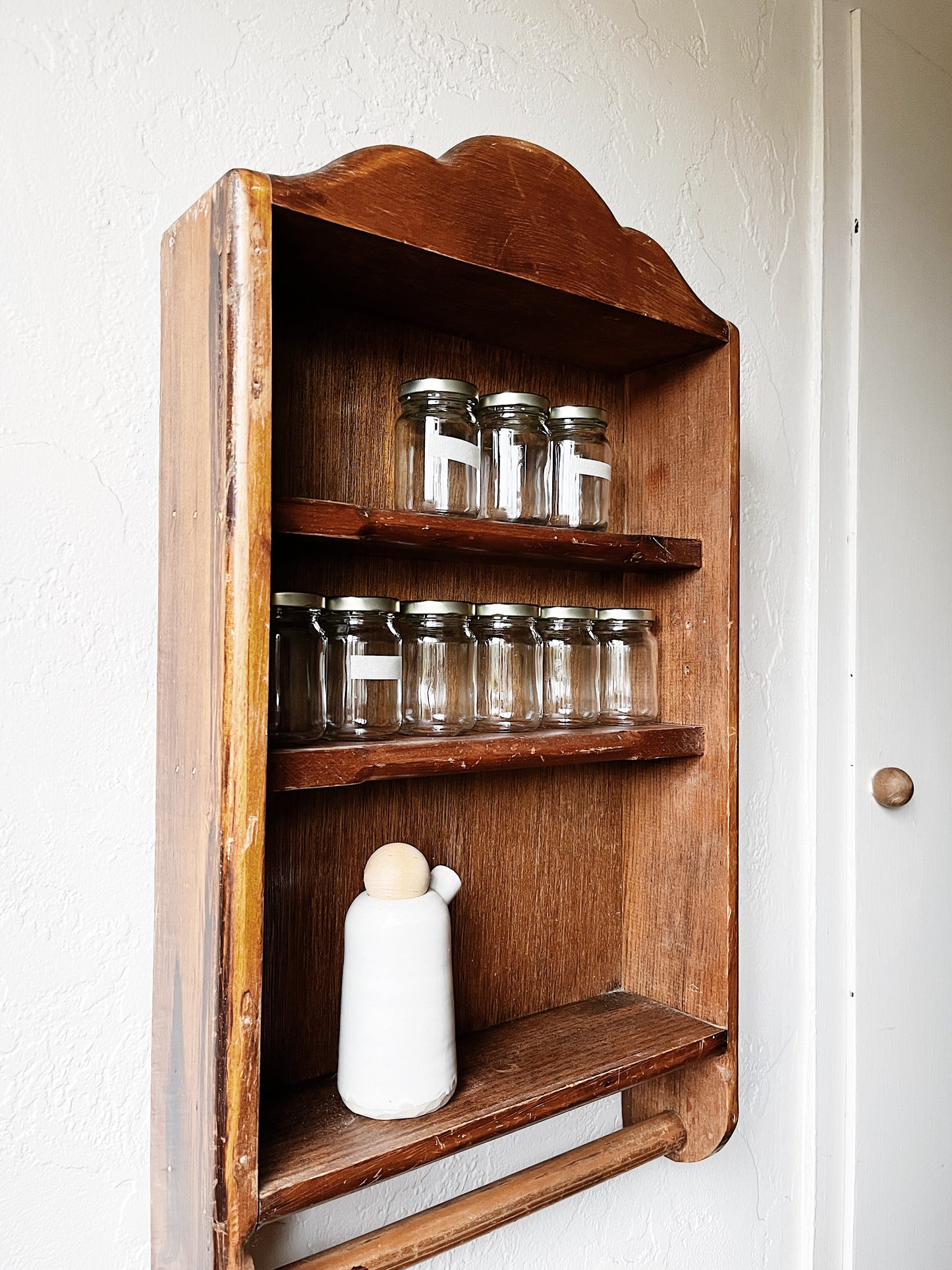 Vintage Wood Shelf with Storage Jars