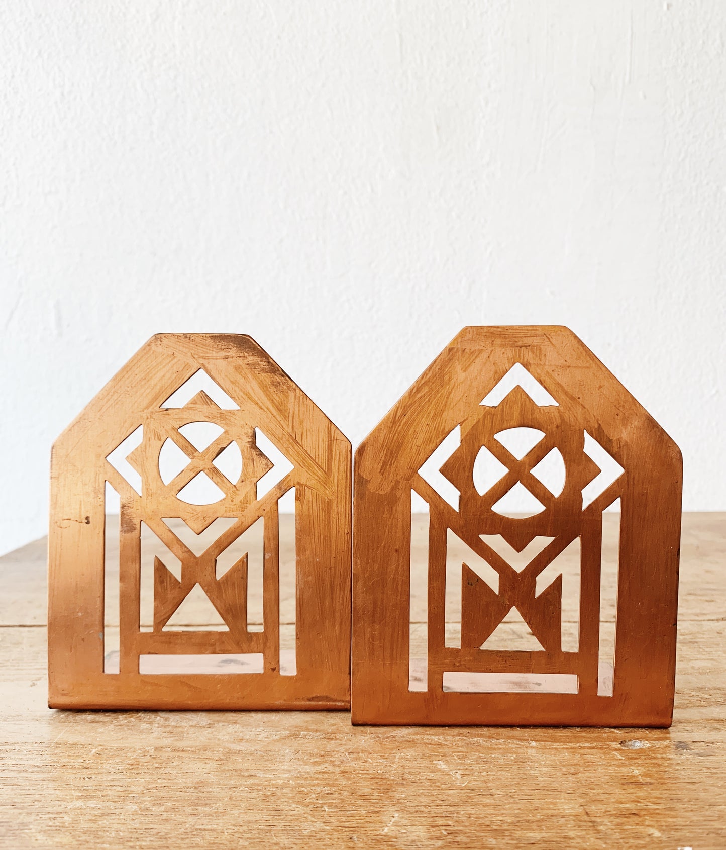 Vintage Cutout Copper Bookends