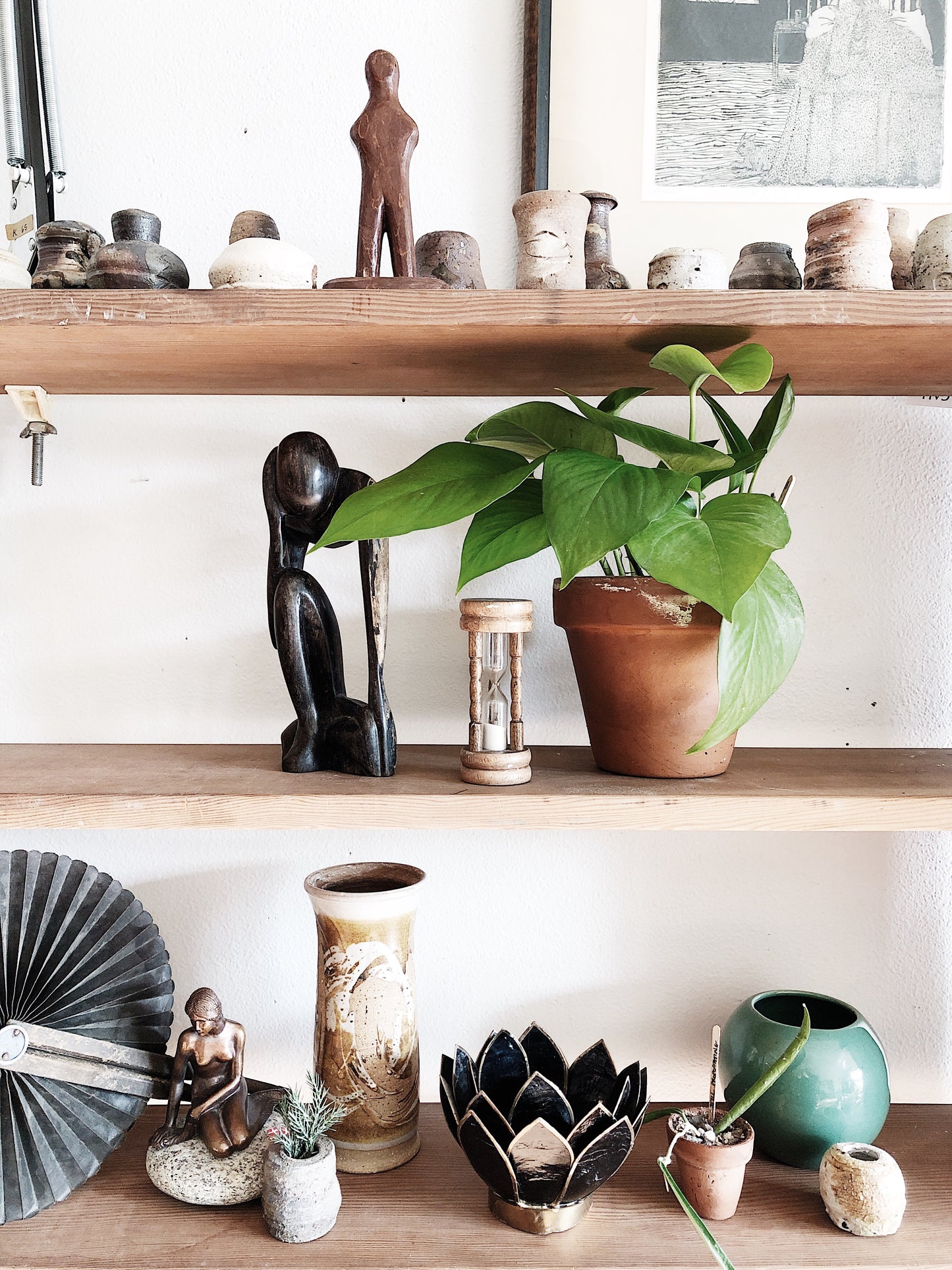 Vintage Wood Thinker Sculpture