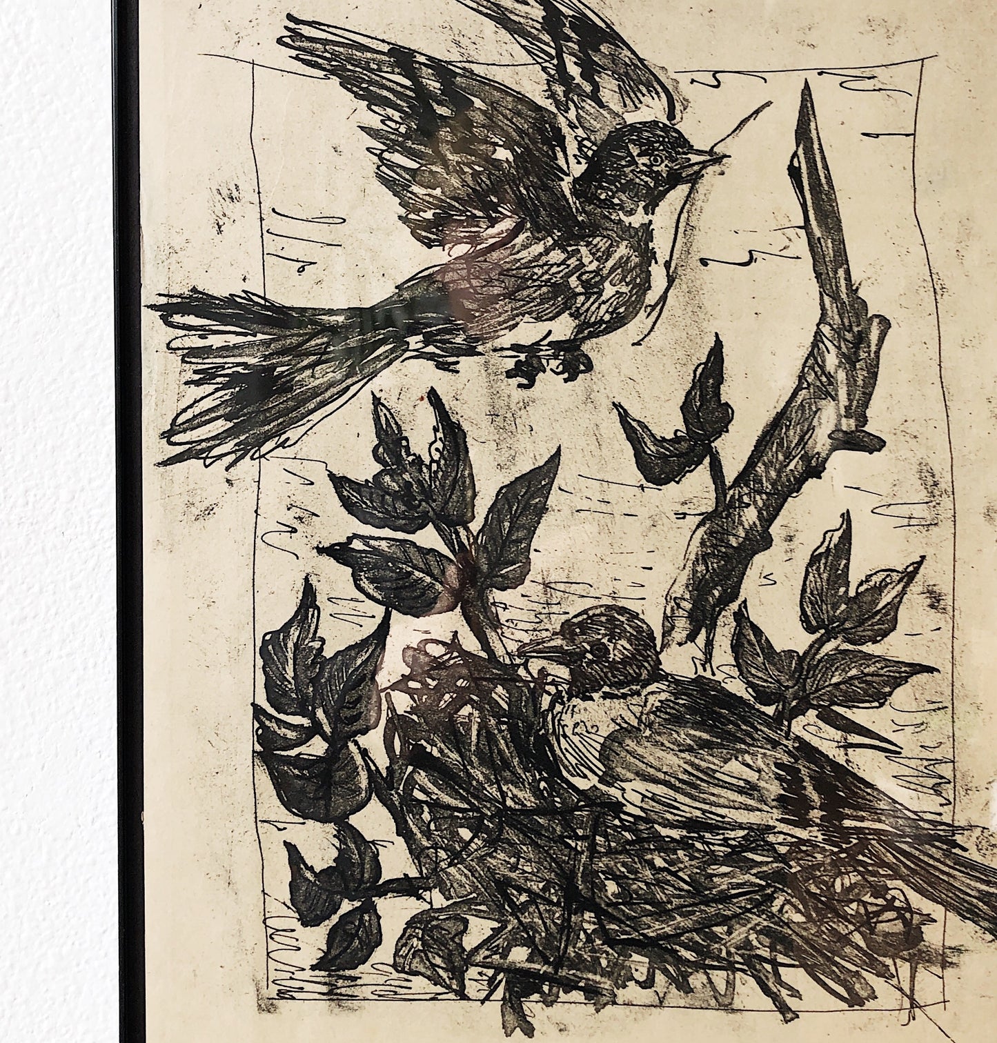 Original Vintage Charcoal Drawing