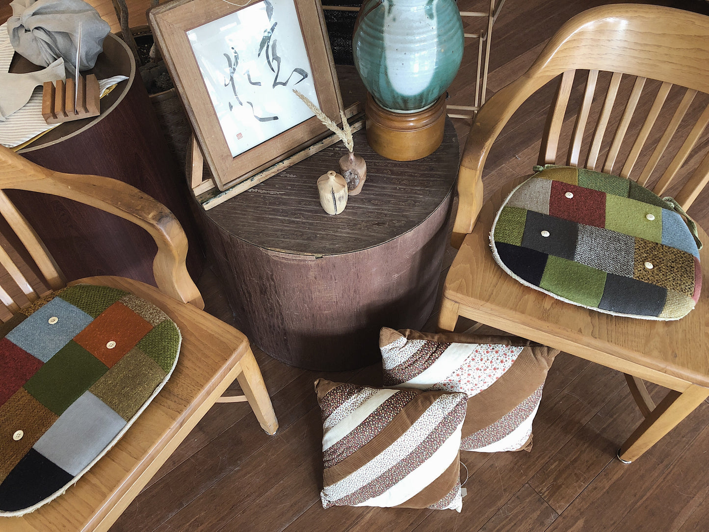 Pair of Vintage Patchwork Chair Pads