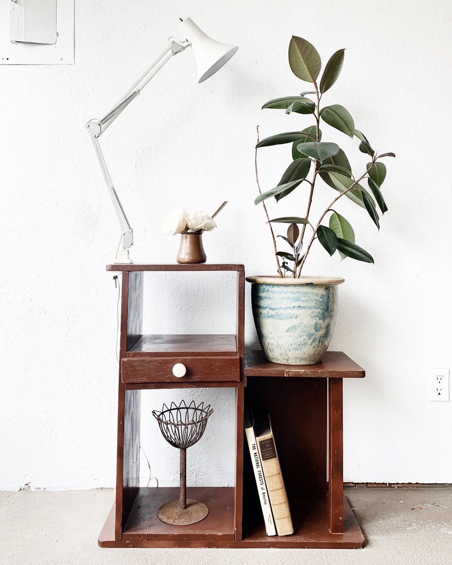 Vintage Handmade Shelf with Drawer