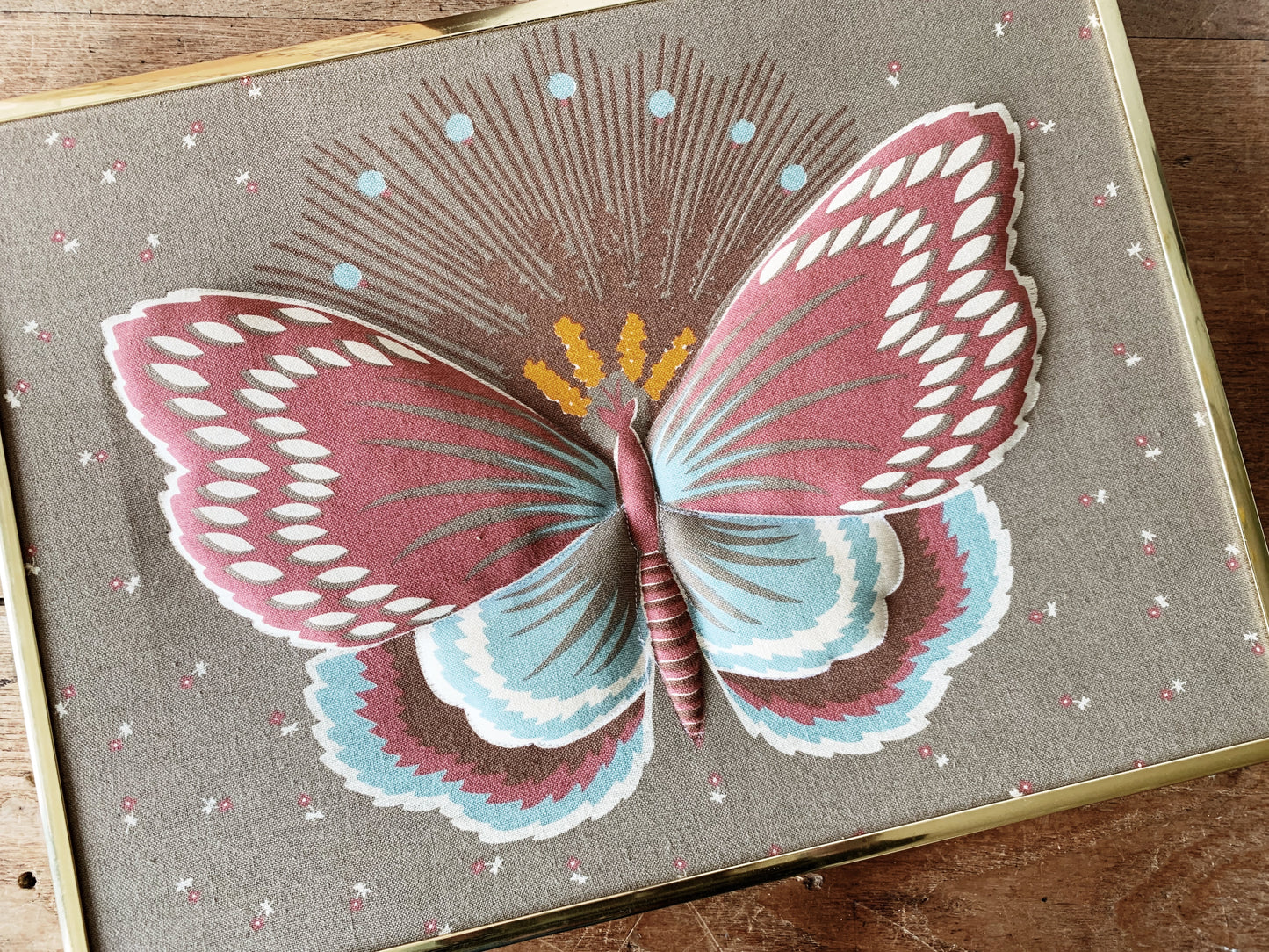 Vintage Butterfly Textile Art