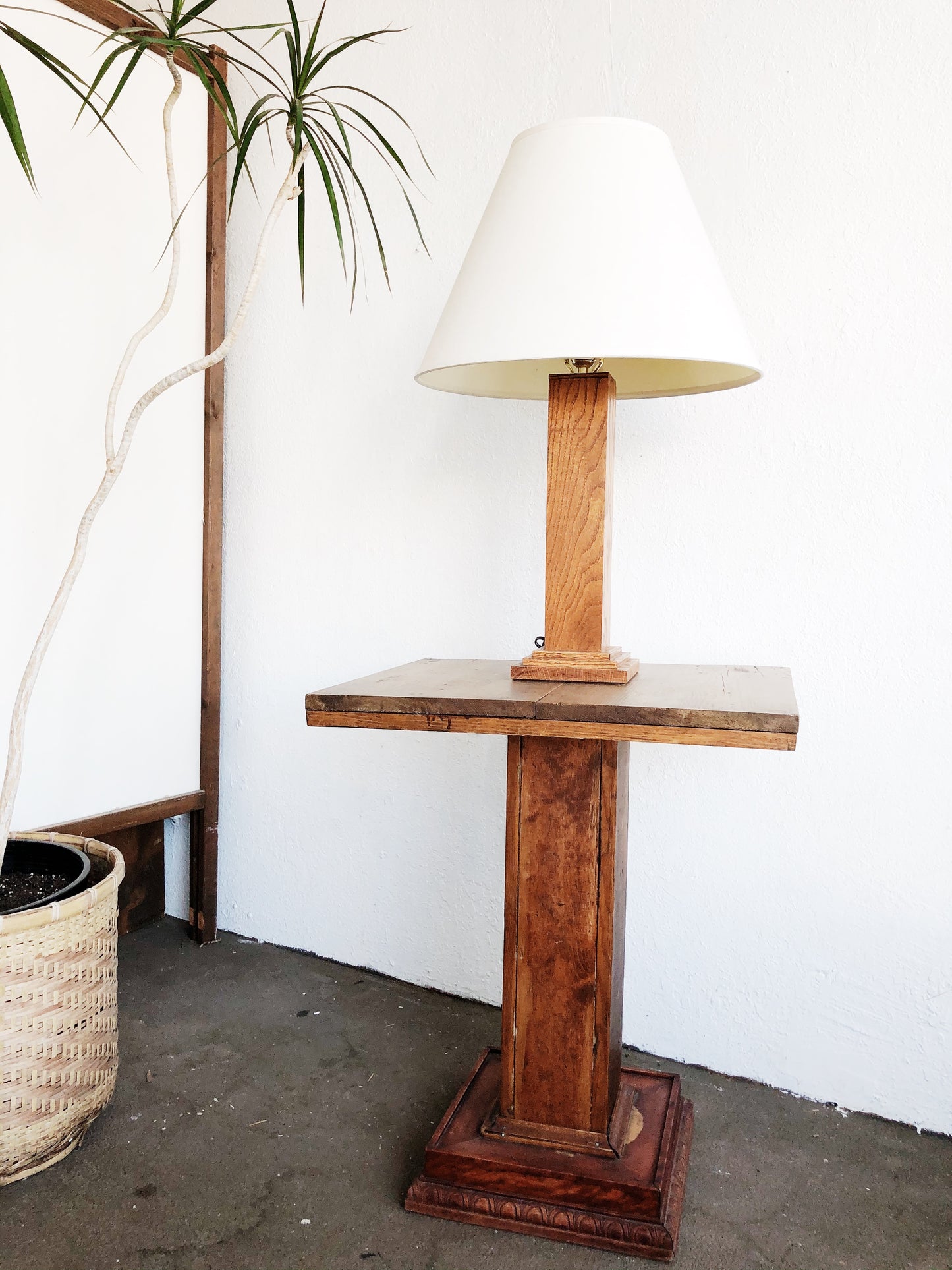 Vintage Pedestal Lamp with Shade