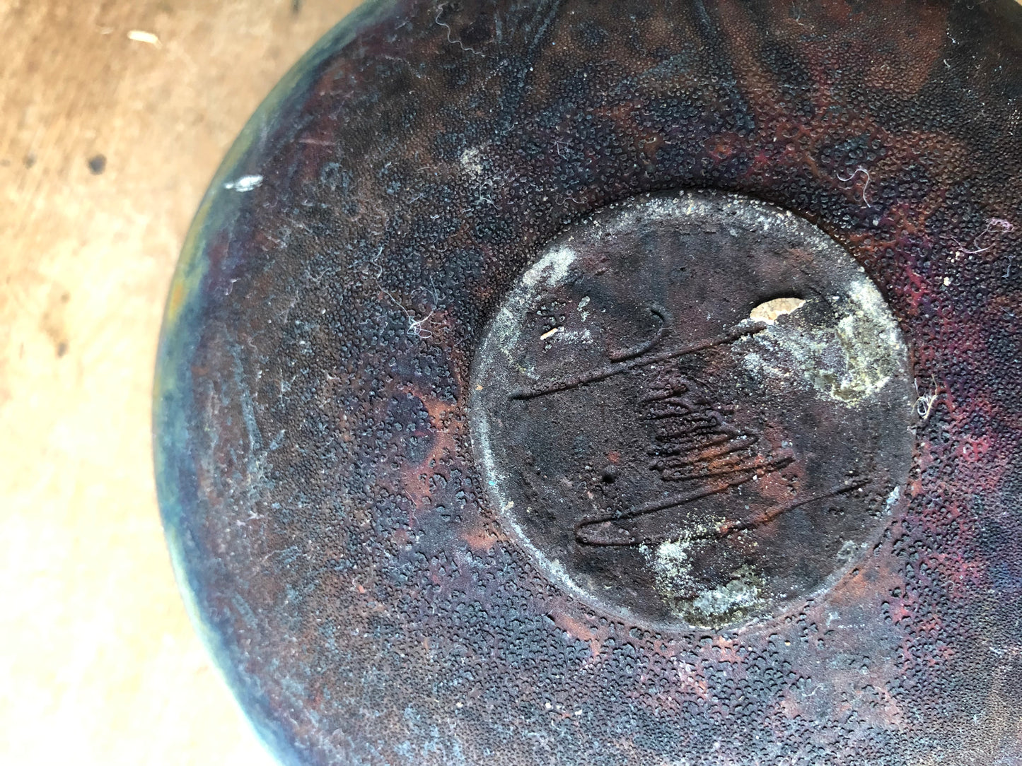 Handmade Raku Saucer Vase