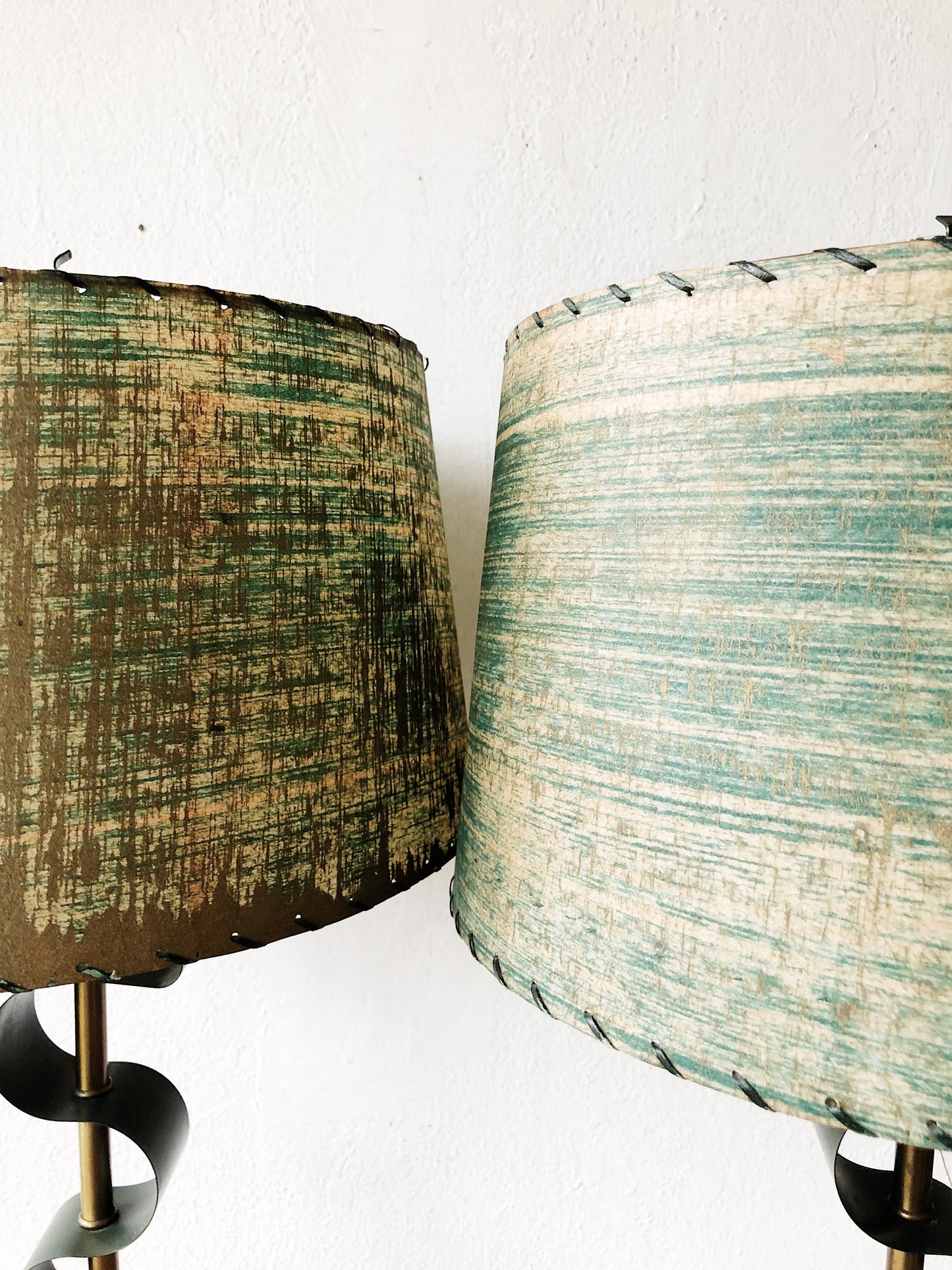 Mid Century Teal Lamp with Original Shade