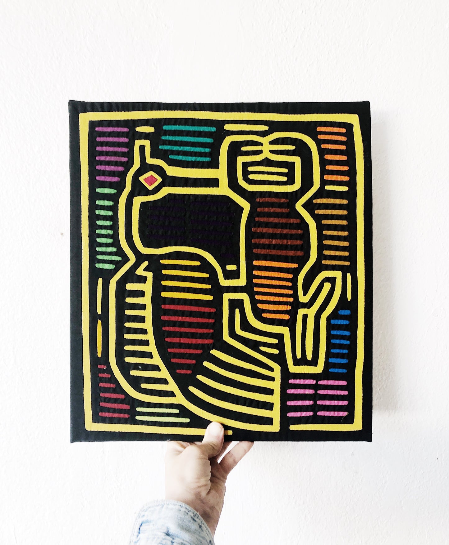 Vintage Mola Textile Art Piece