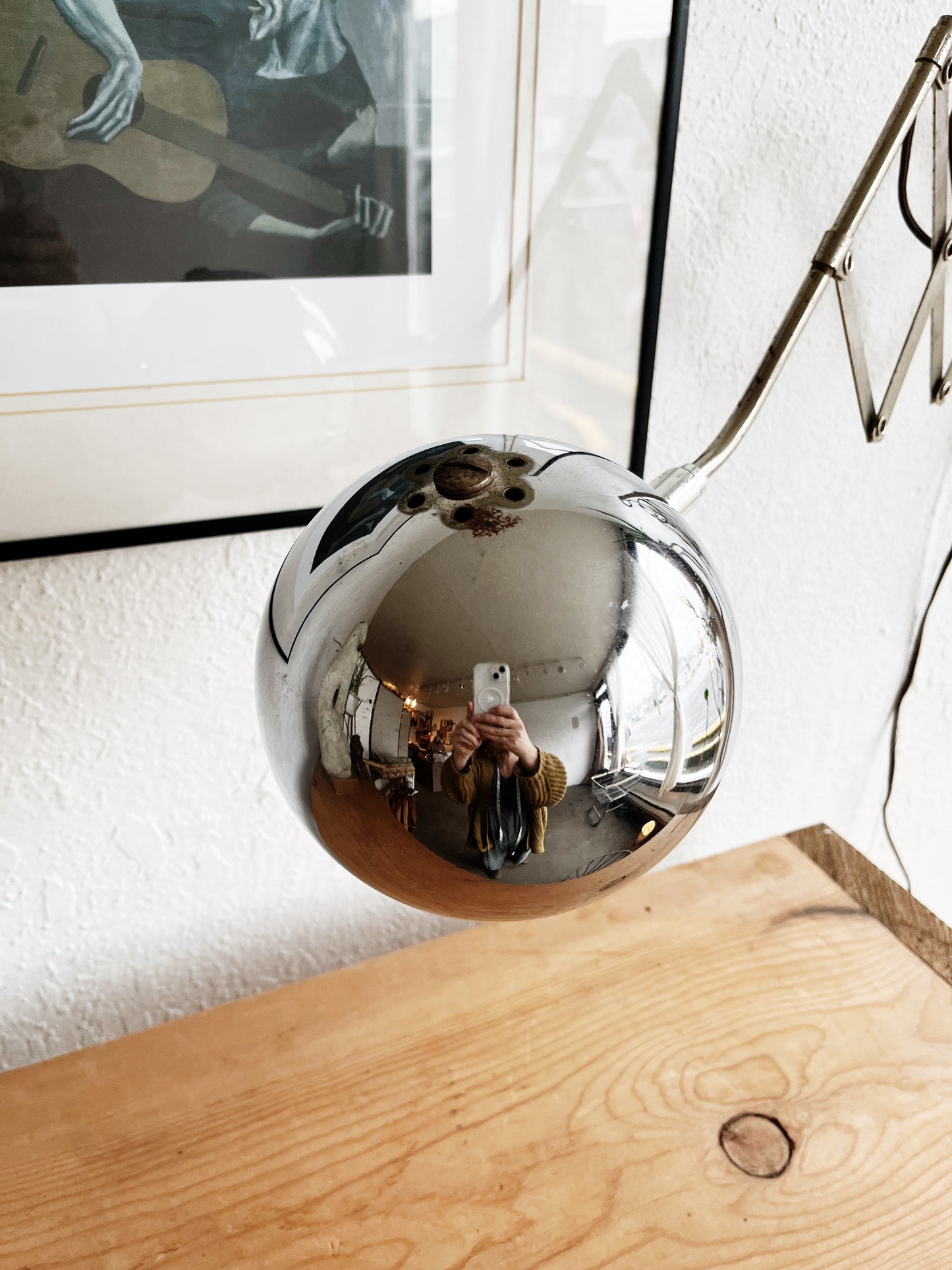 Mid Century Chrome Accordion Lamp