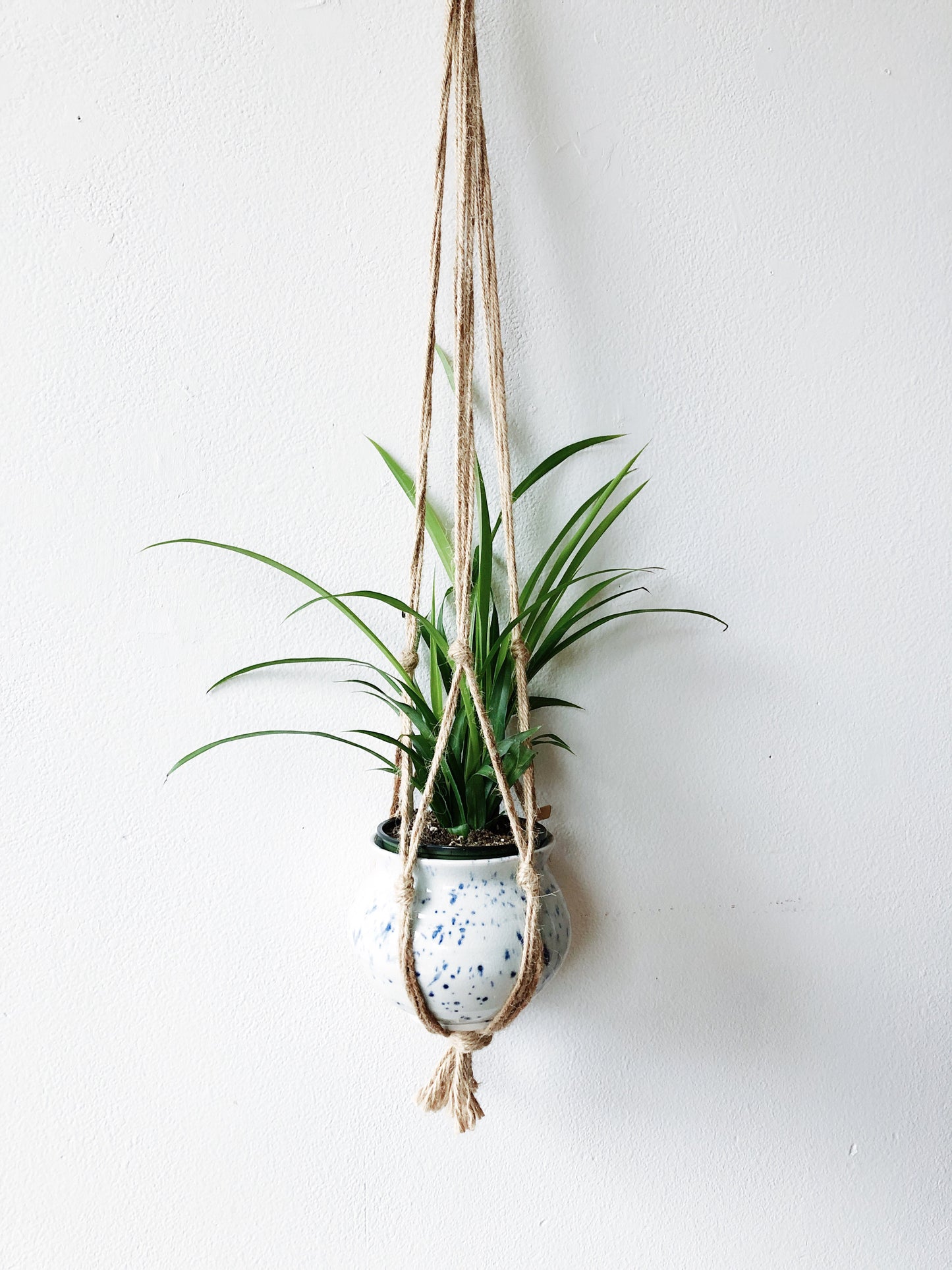 Vintage Pottery and Macrame Hanger