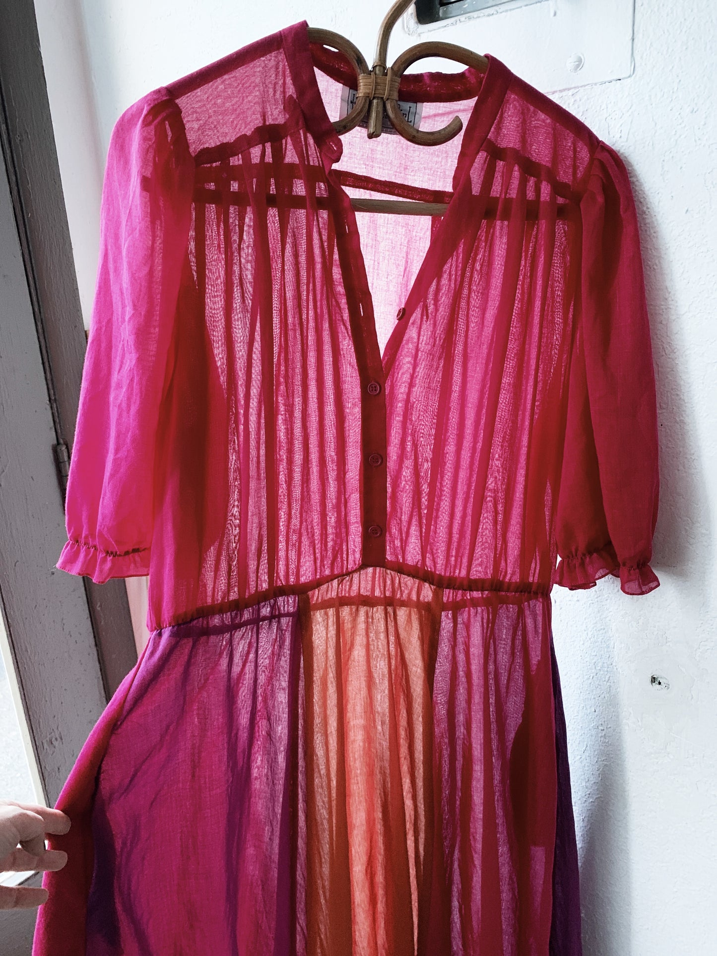 1970’s The Hirsh Girl Sheer Color Block Dress