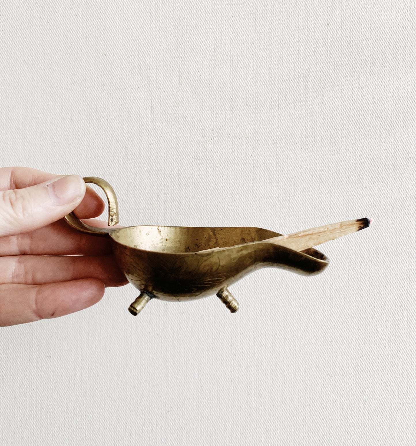 Vintage Mini Brass Footed Incense Burner