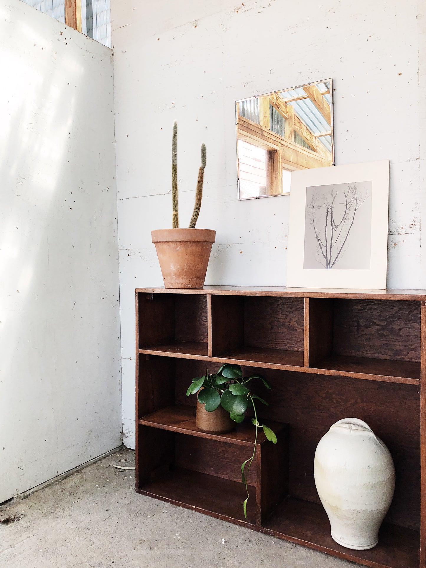 Giant Handmade Vintage Stoneware Vase with a Secret