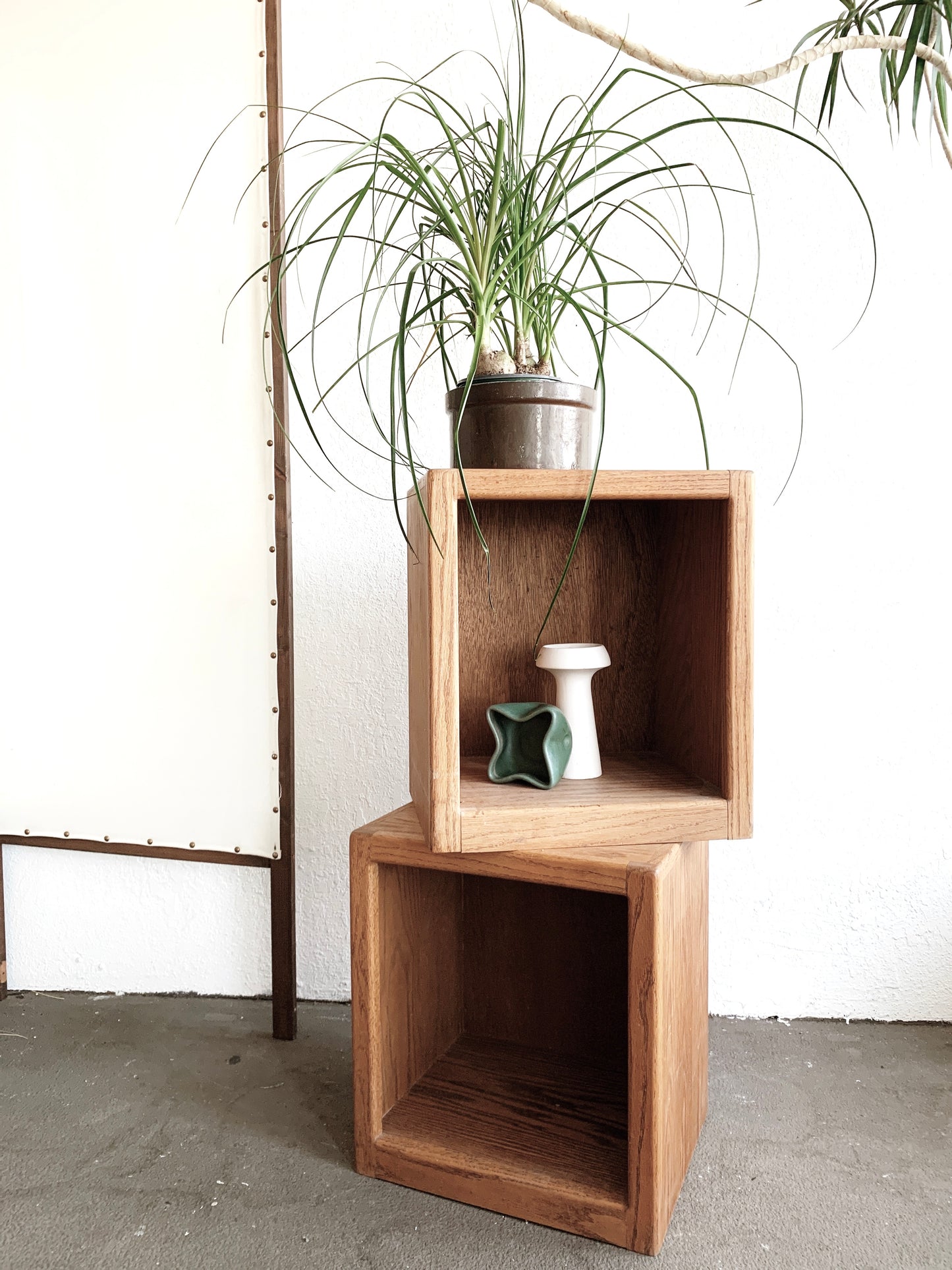 Vintage Oak Cube Table