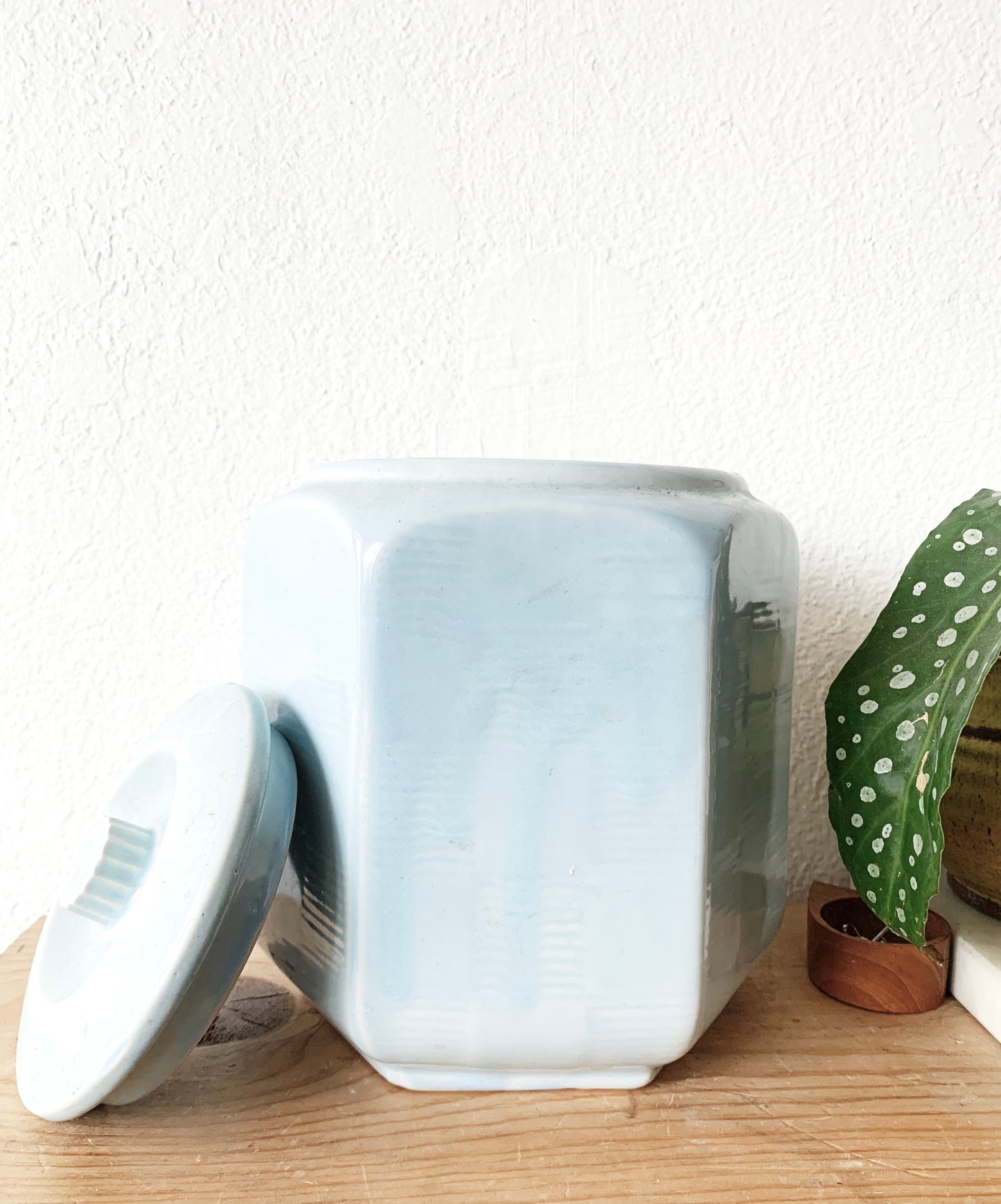 Pale Blue USA Ware Ceramic Lidded Canister