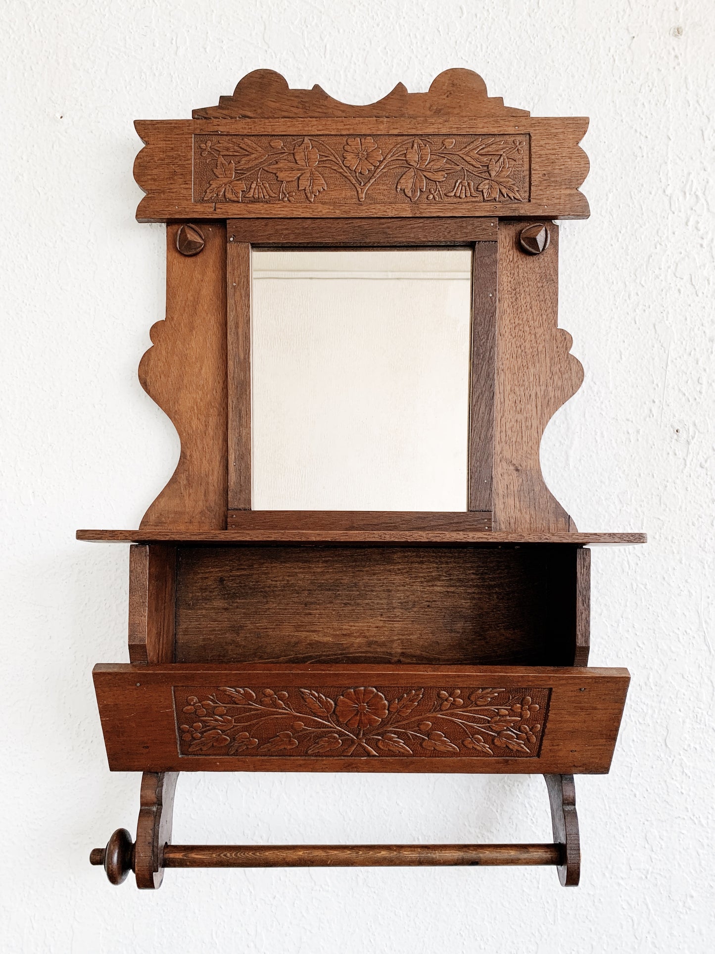 Antique Decorative Mirror with Shelf and Dowel
