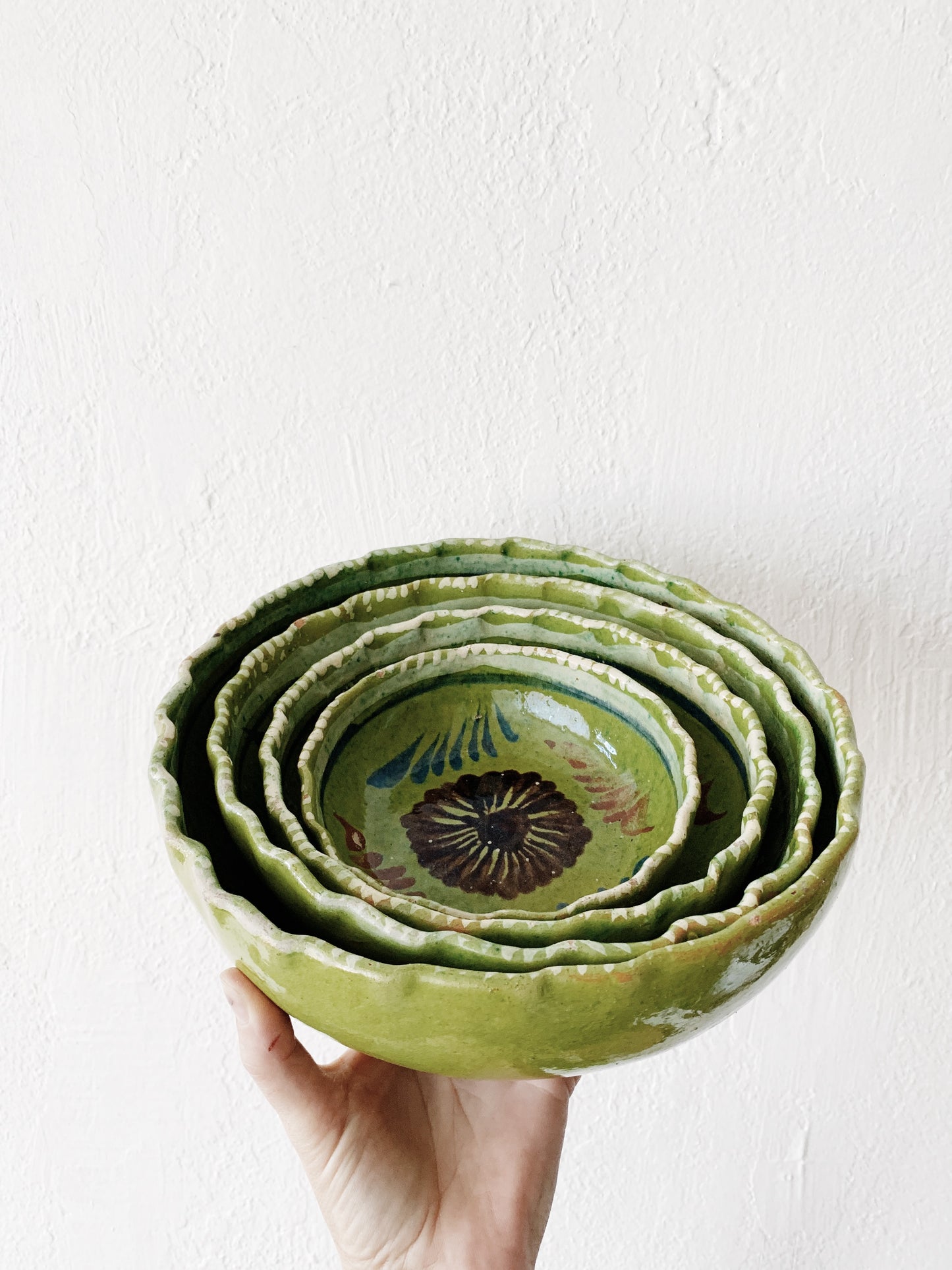 Vintage Nesting Mexican Clay Bowls