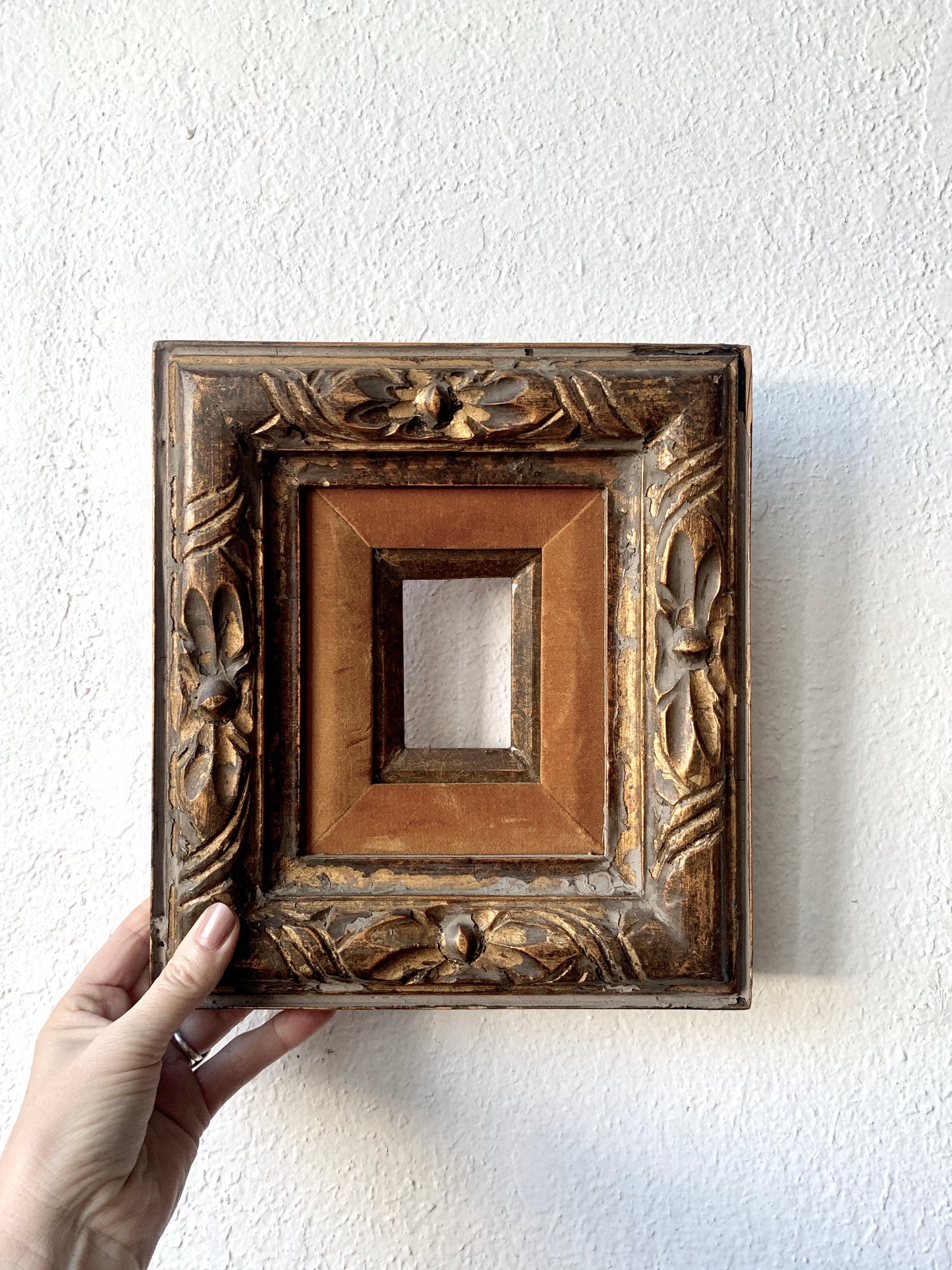 Vintage Carved Wood with Velvet Frame