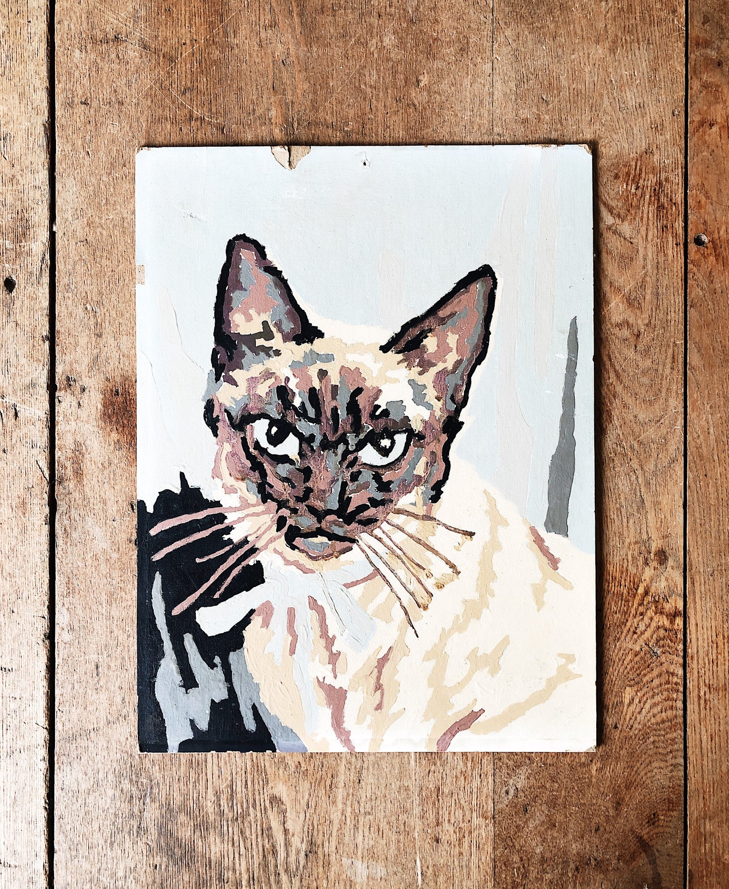 Vintage Siamese Cat Painting