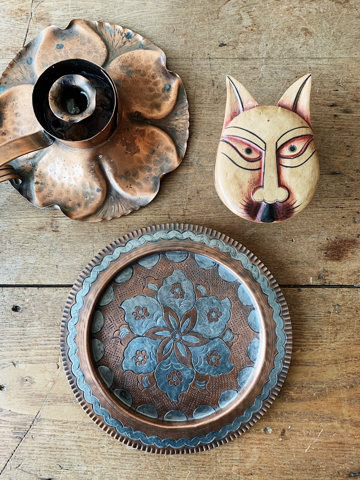 Vintage Carved Wood Cat Box