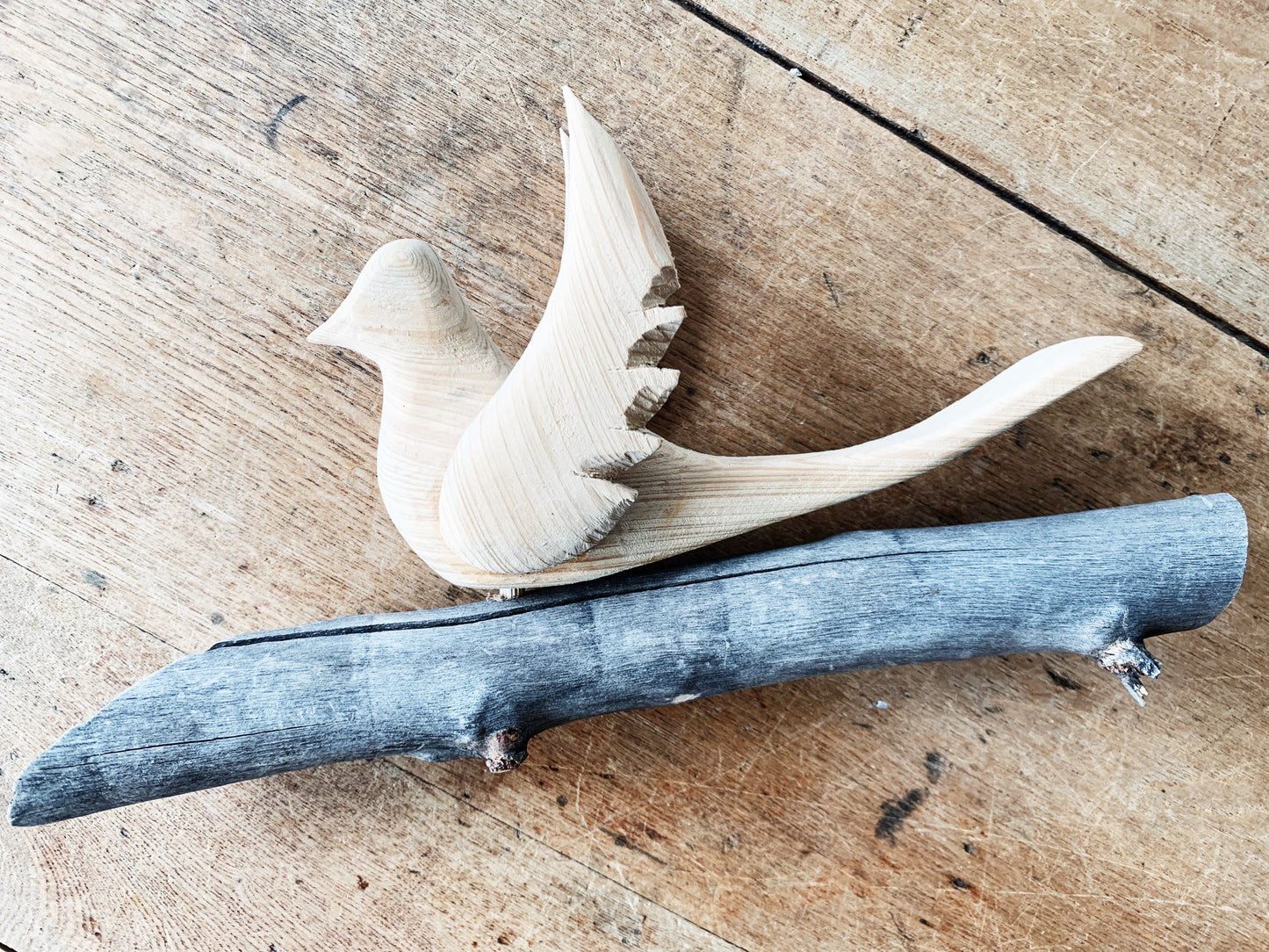 Hand Carved Wood Bird Sculpture 1974
