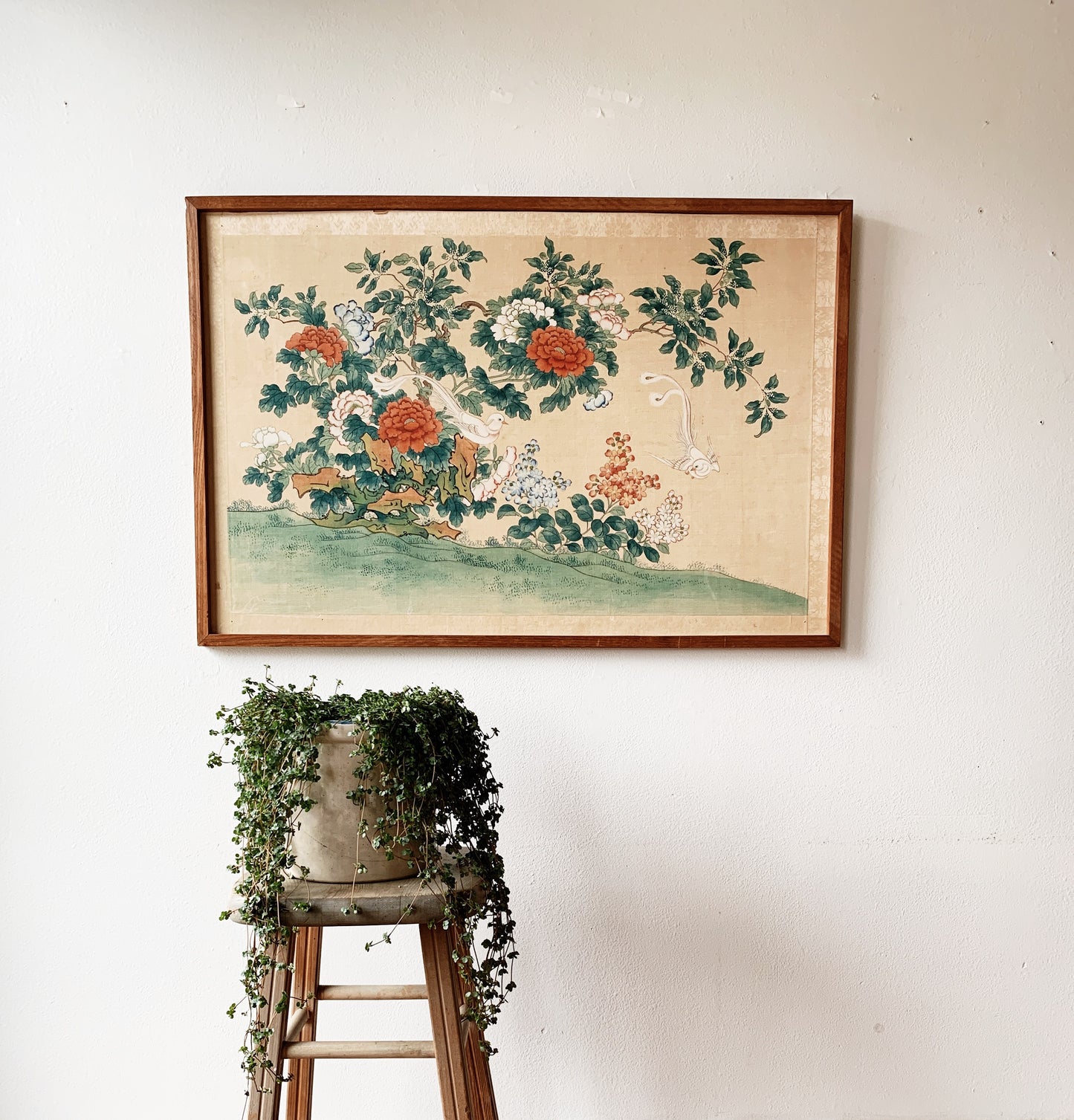 RESERVED Vintage Painted Silk Art