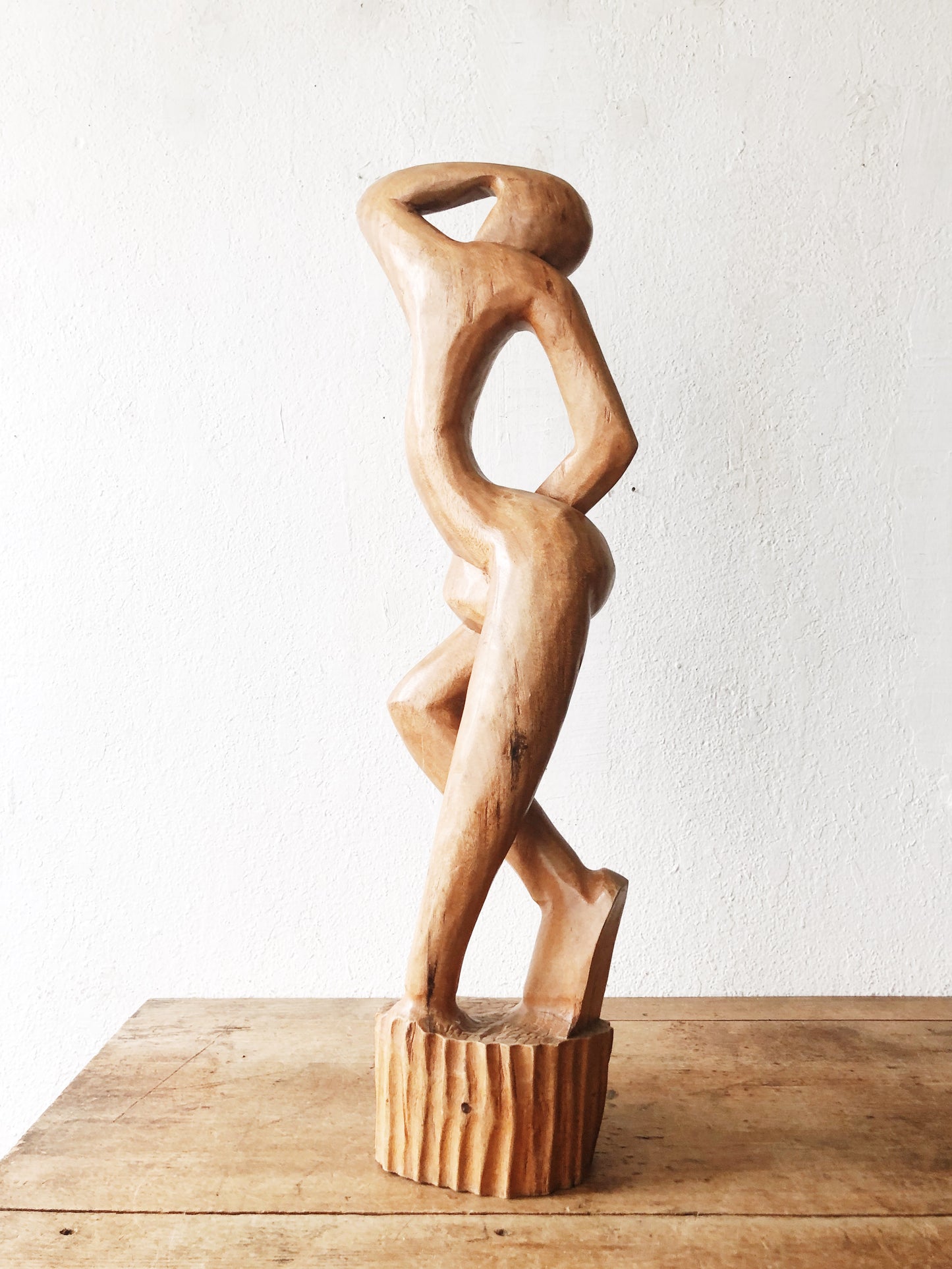 Tall Vintage Carved Wood Statue