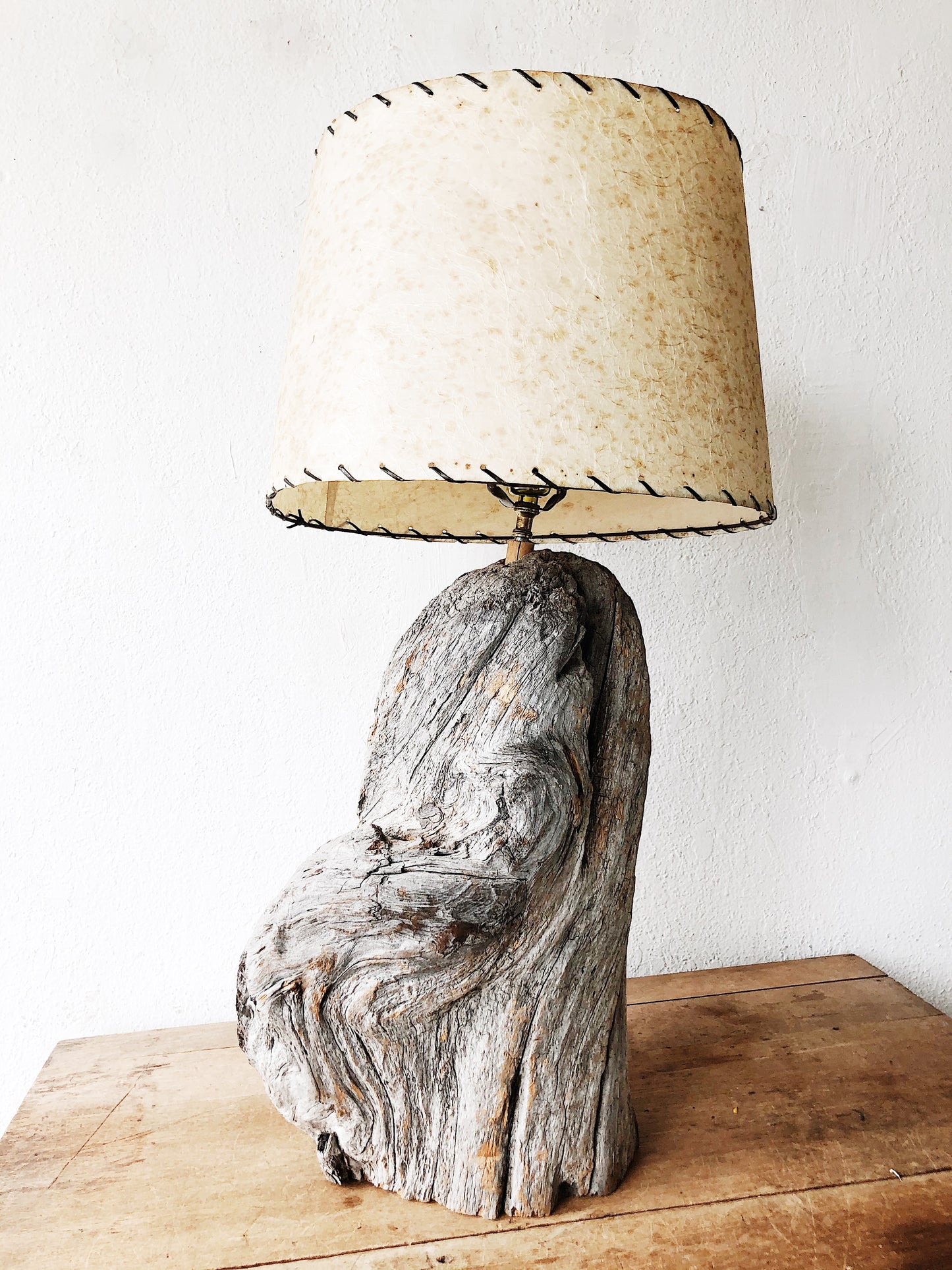 Large Vintage Driftwood Lamp with Shade