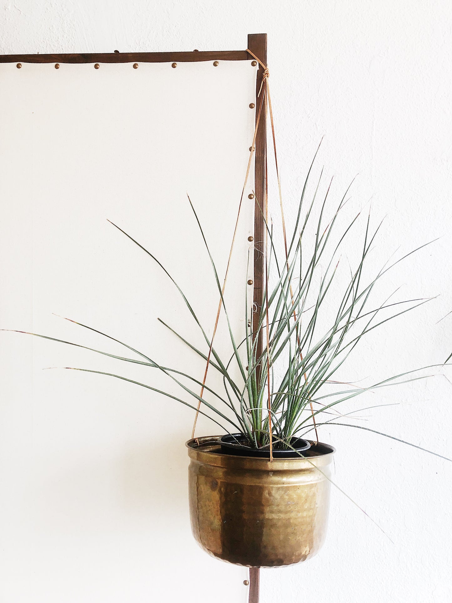 Large Vintage Hammered Brass Planter