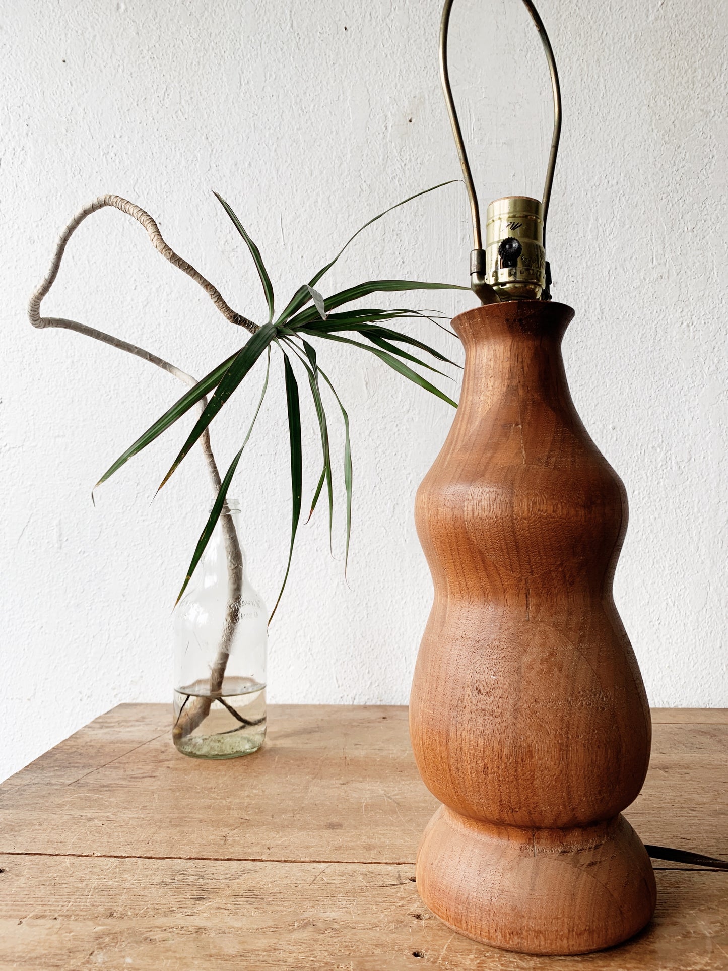Handmade Turned Wood Lamp with or without Vintage Silk Shade