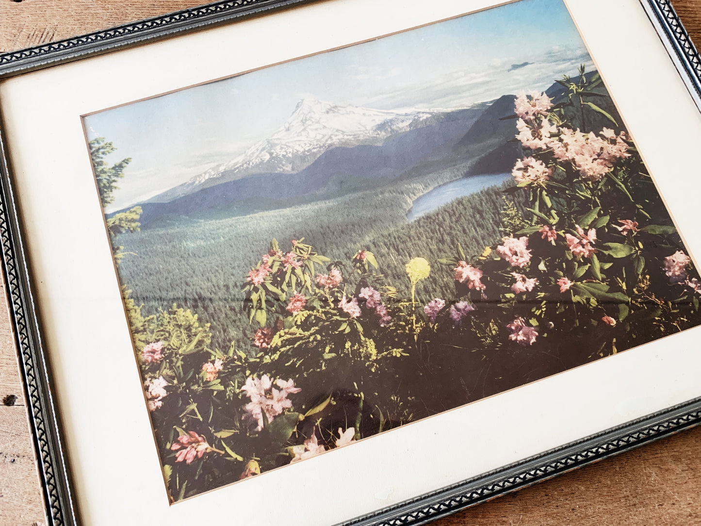 Vintage Framed Mt Hood Print