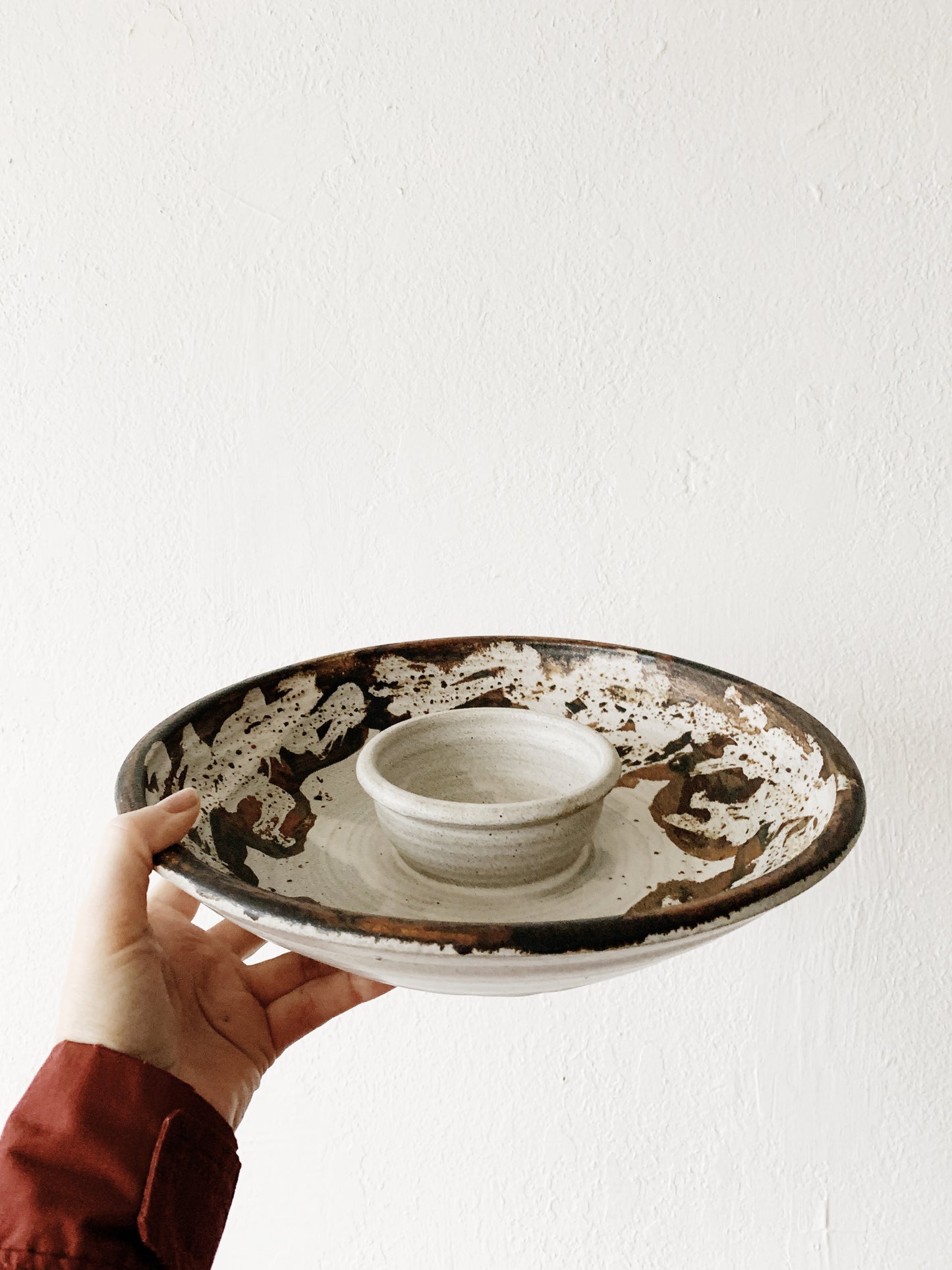 Handmade Pottery Chip and Dip Serving Dish