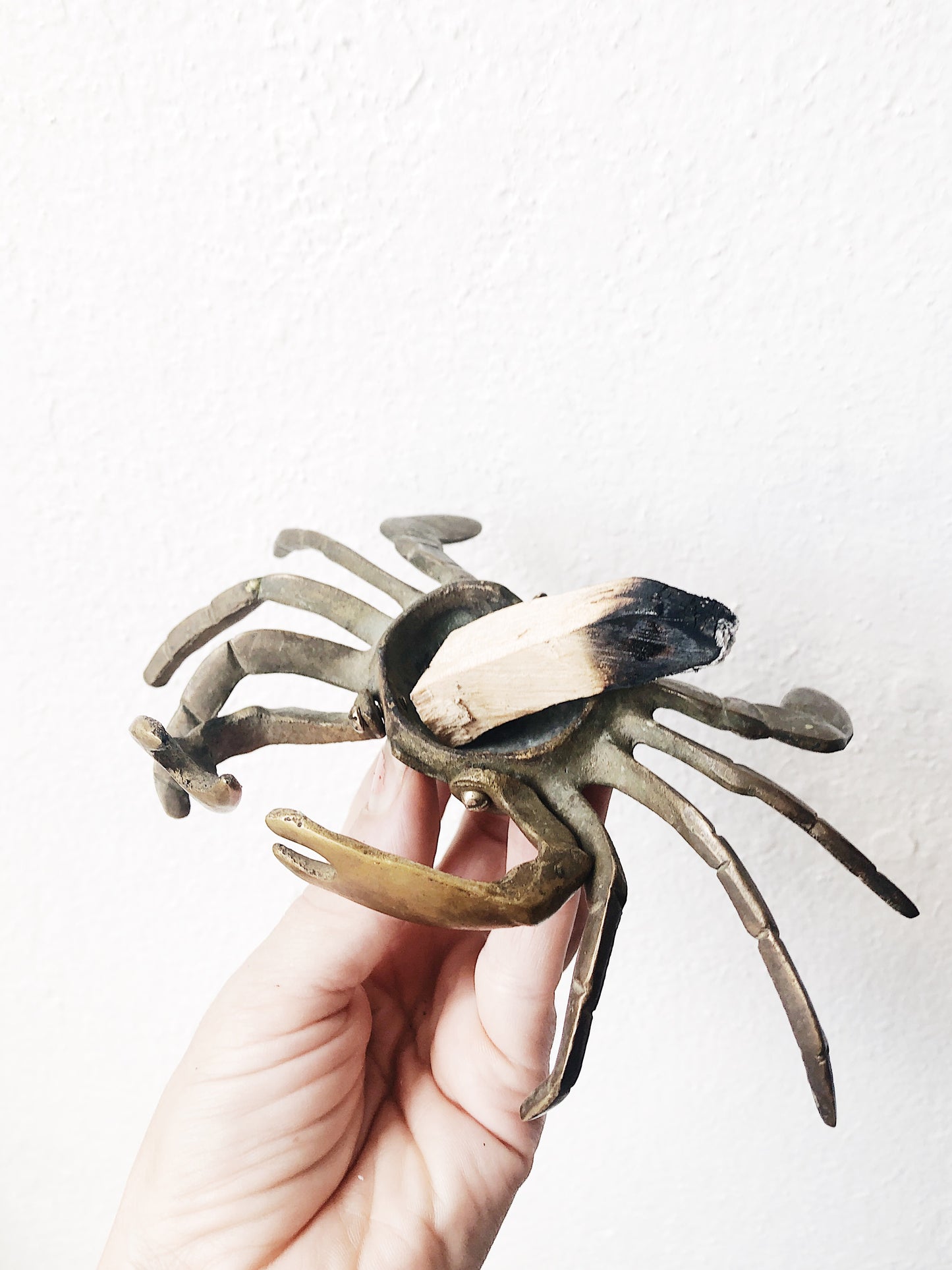 Vintage Brass Crab Incense Holder