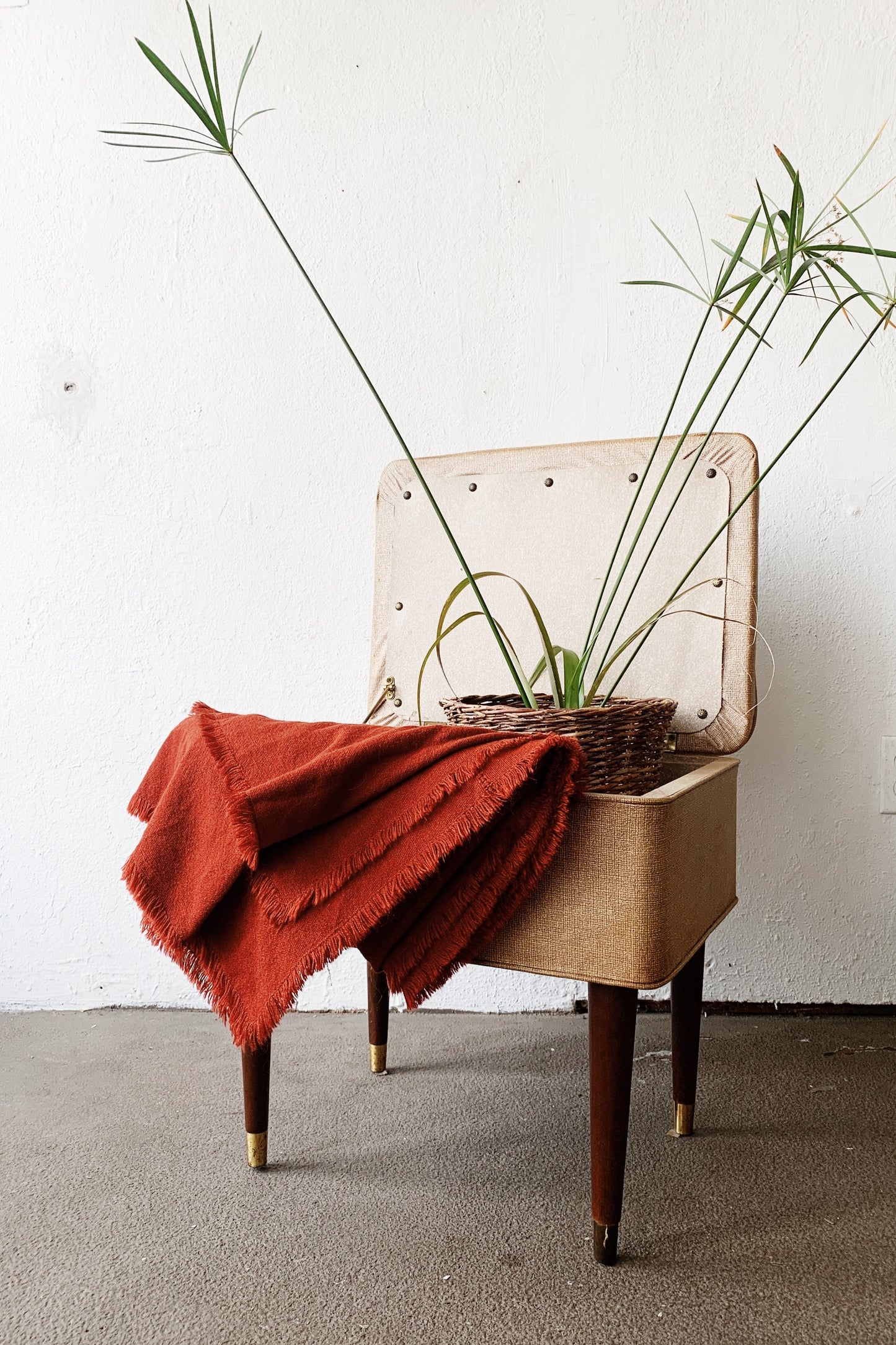 Mid Century Bench/ Stool with Storage