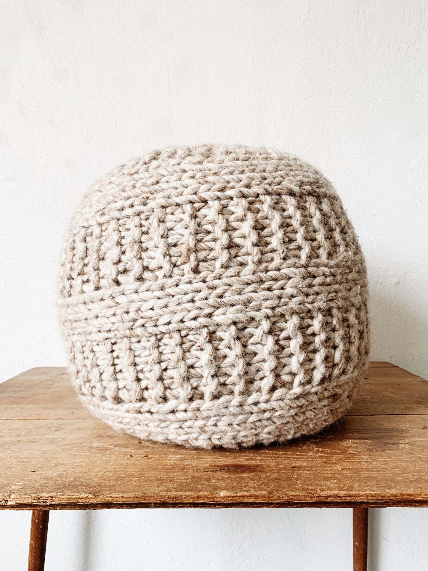 Handknit Wool Pouf