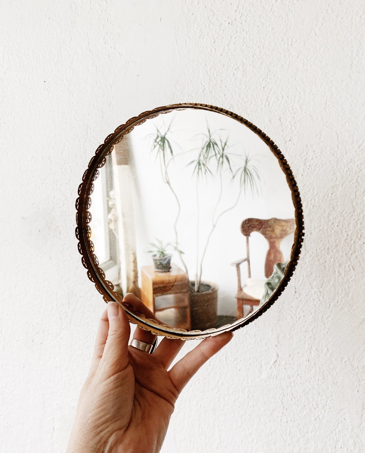Mid Century Round Mirrored Spinning Tray