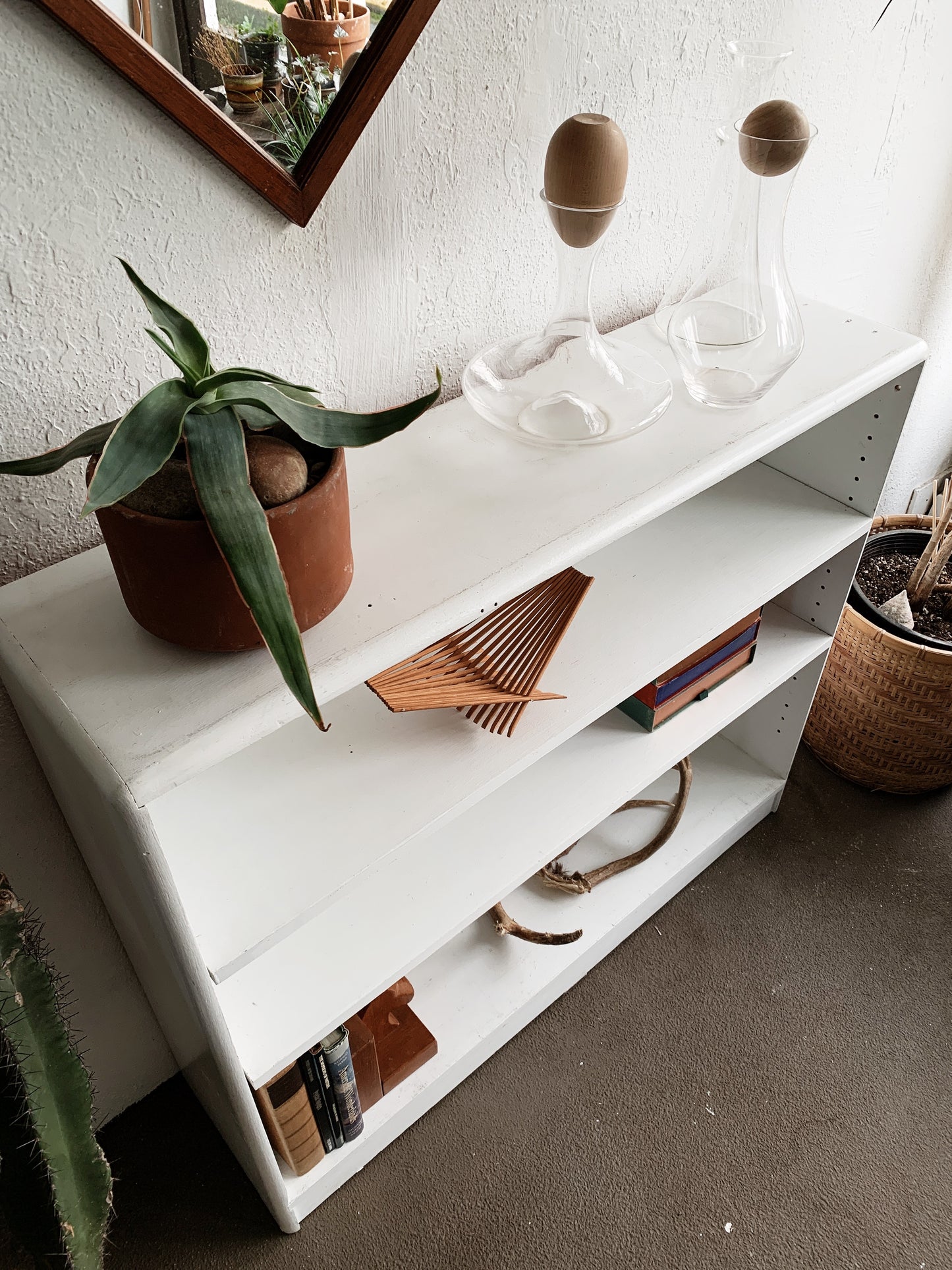 Vintage Painted Wood Bookshelf