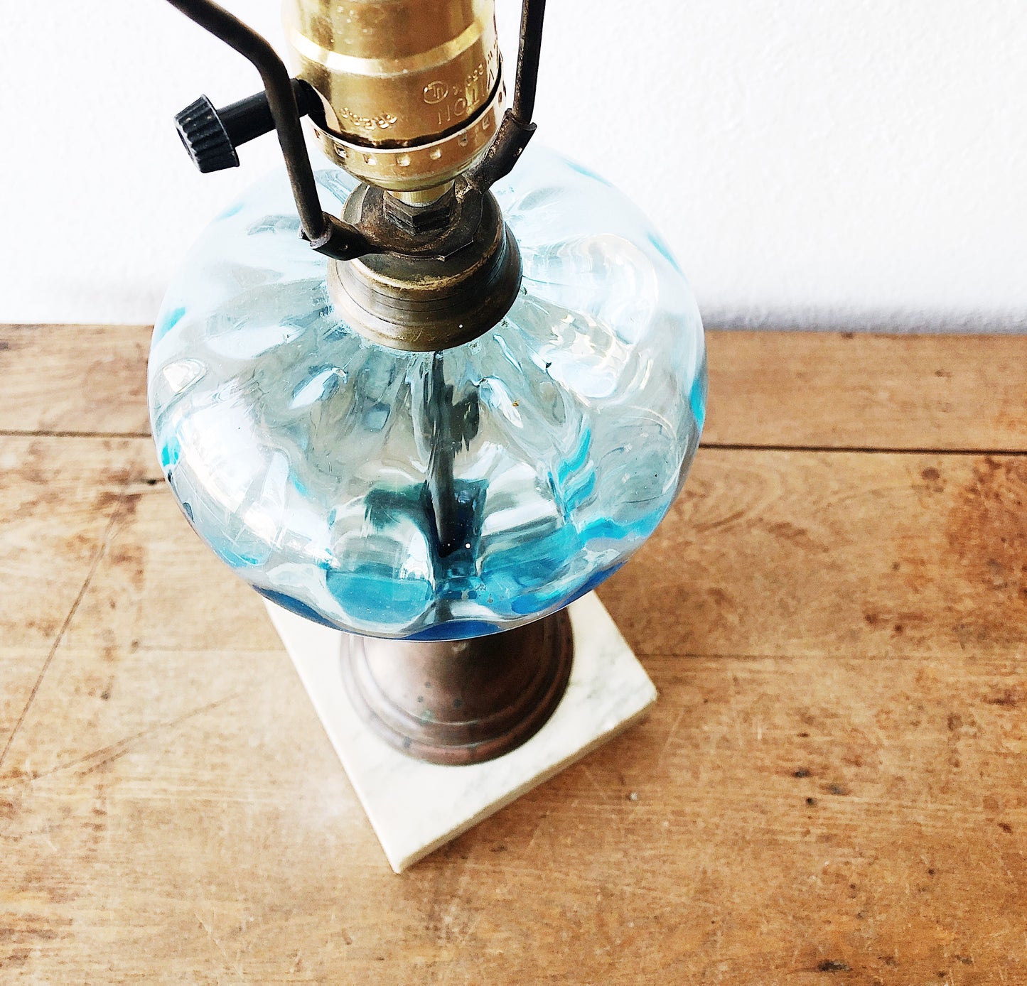 Antique Blue Glass Lamp